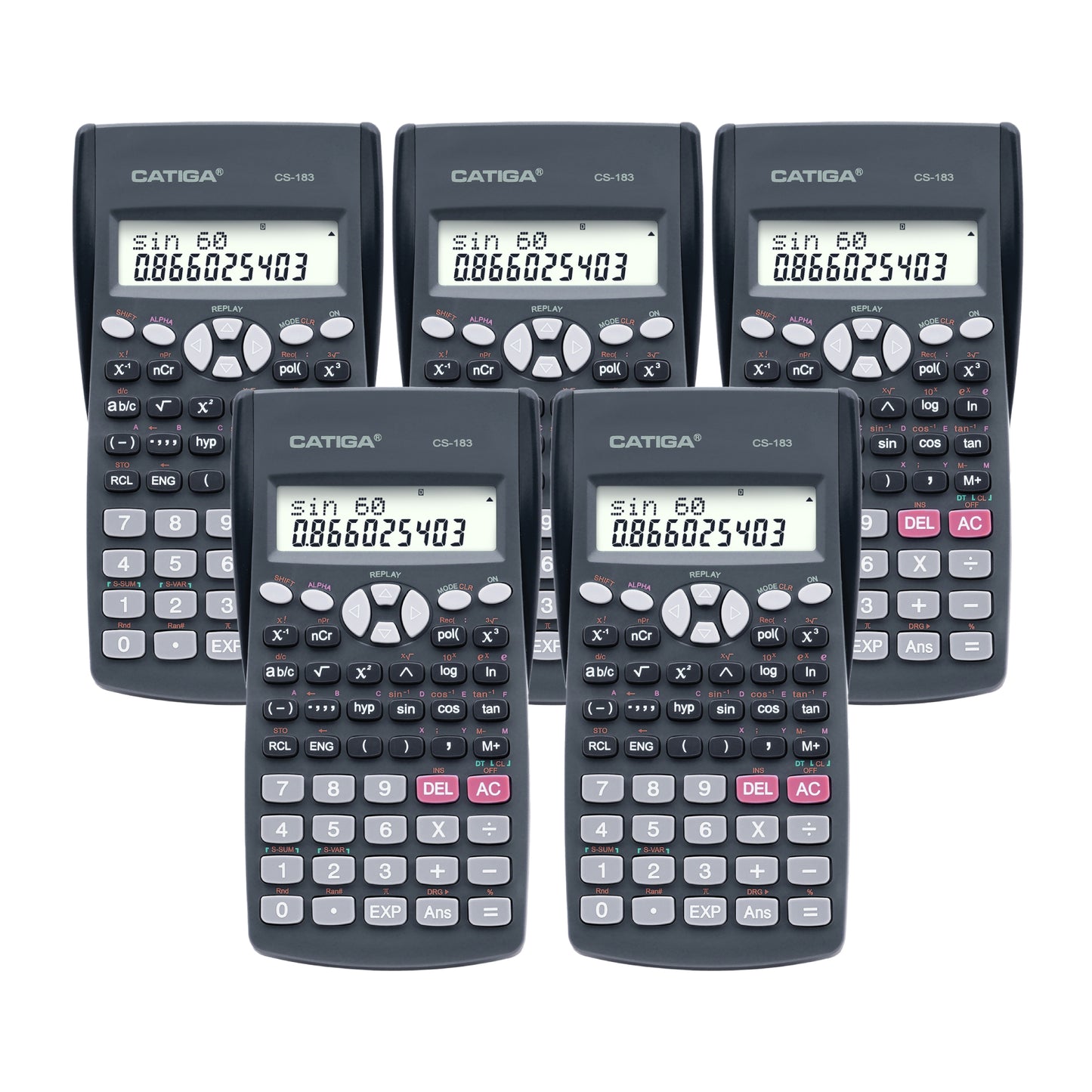 CS-183 2-Line LCD Display Scientific Calculator-5 pack