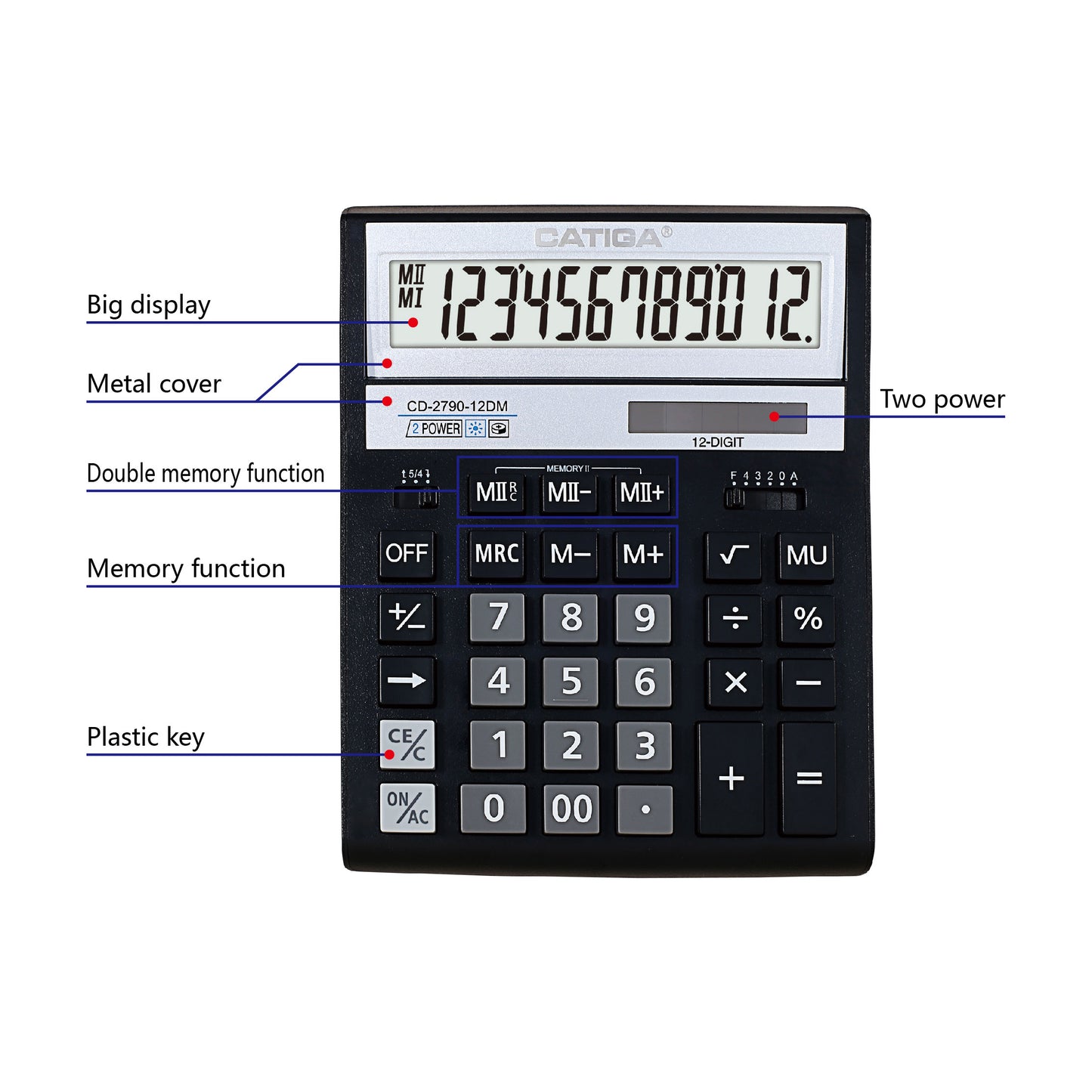CD-2790-12DM 2ND MEMORY Calculator (12 Digit)