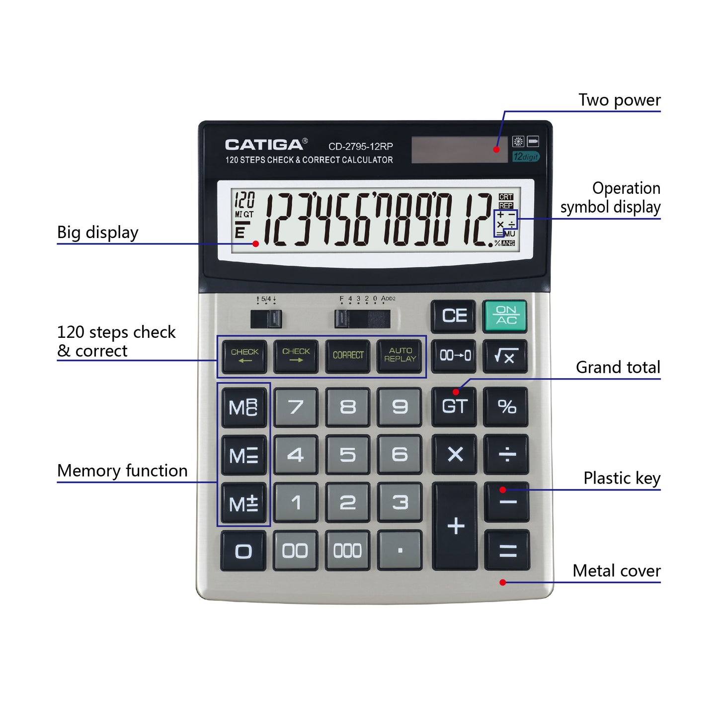 CD-2795-12RP Check & Correct Calculator (12-Digit )