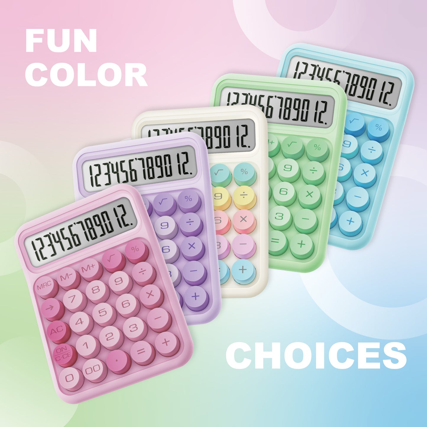 CD-2847 12-Digit Mechanical Switch Calculator (Pink)