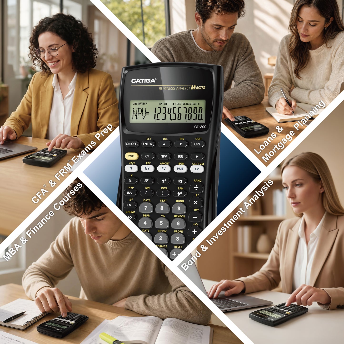 CATIGA Financial Calculator Business Analyst Master, TVM, IRR, NPV, Cash Flow, Amortization & Break-Even, Perfect for Real Estate, Banking, Accounting & Finance Professionals, 10-Digit LCD, CF-300