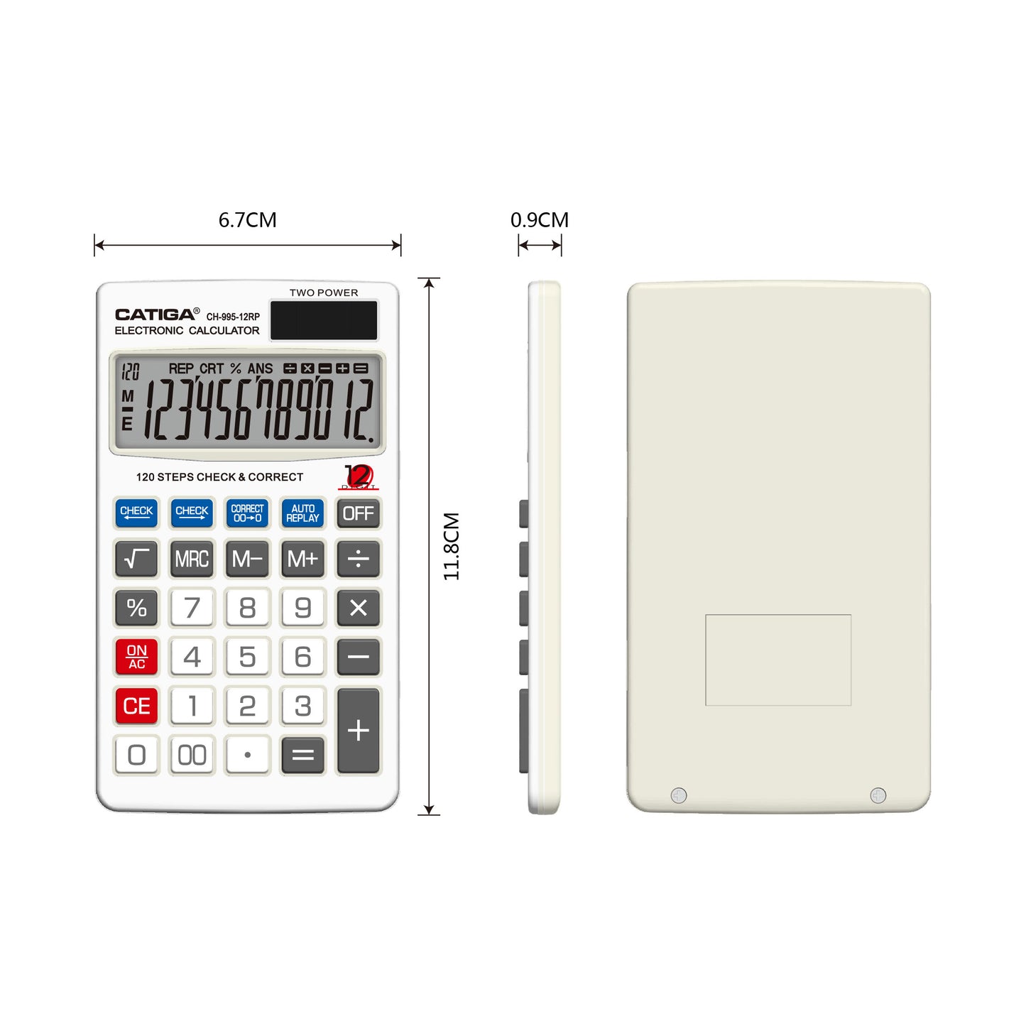 CH-995-12RP Check & Correct Calculator (12 Digit)