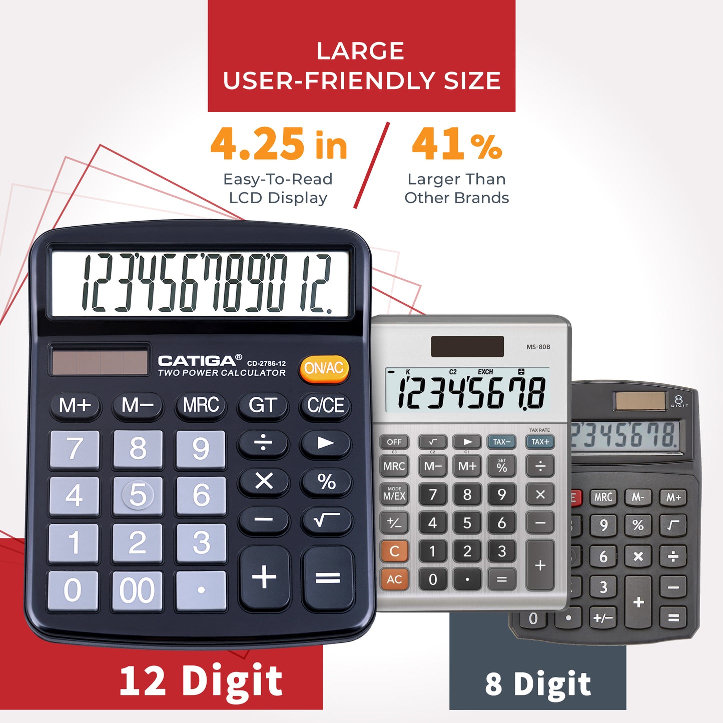 CD-2786 12-Digit Home and Office Calculator (Black/Silver - 2PK)