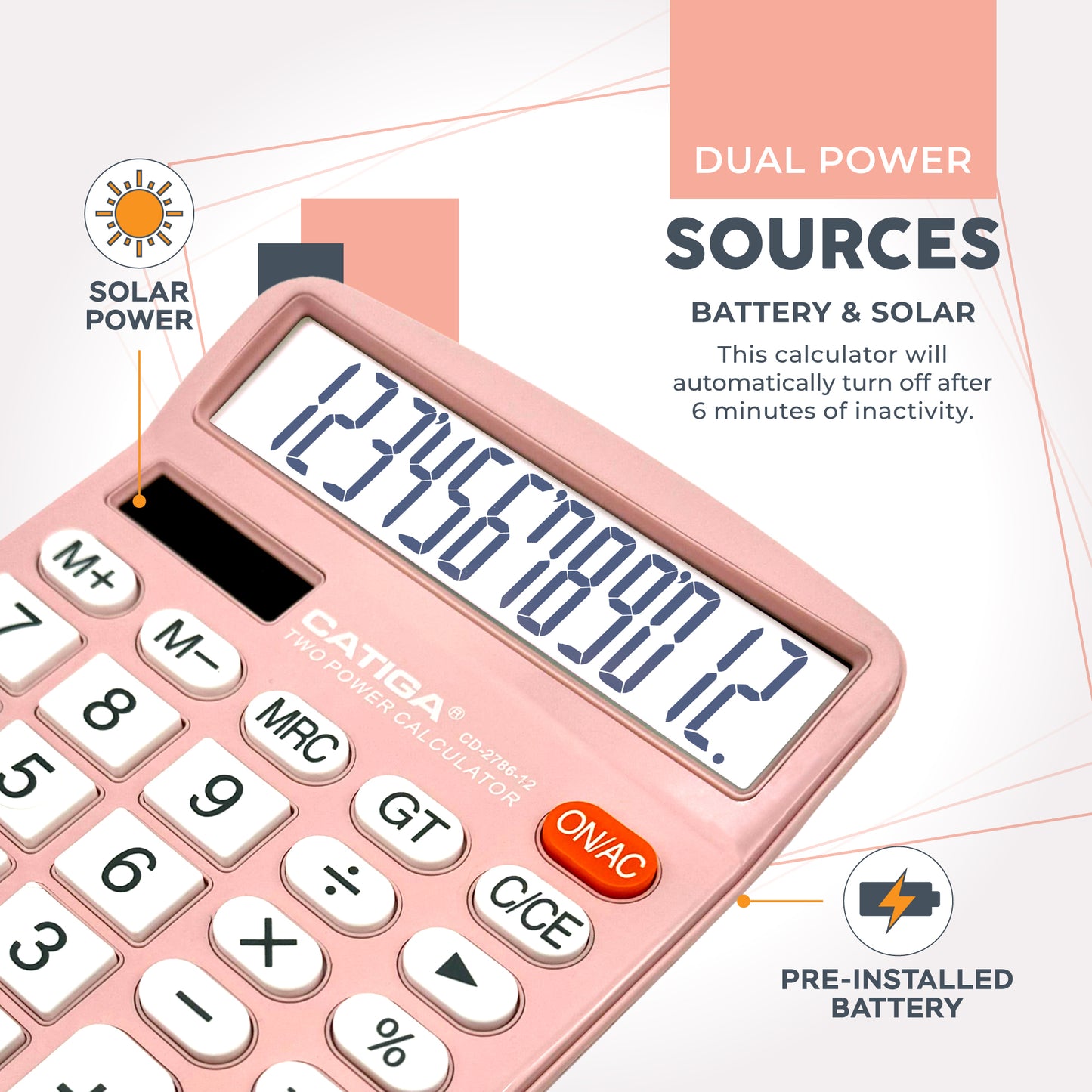 CD-2786 12-Digit Home and Office Calculator (Light Pink)