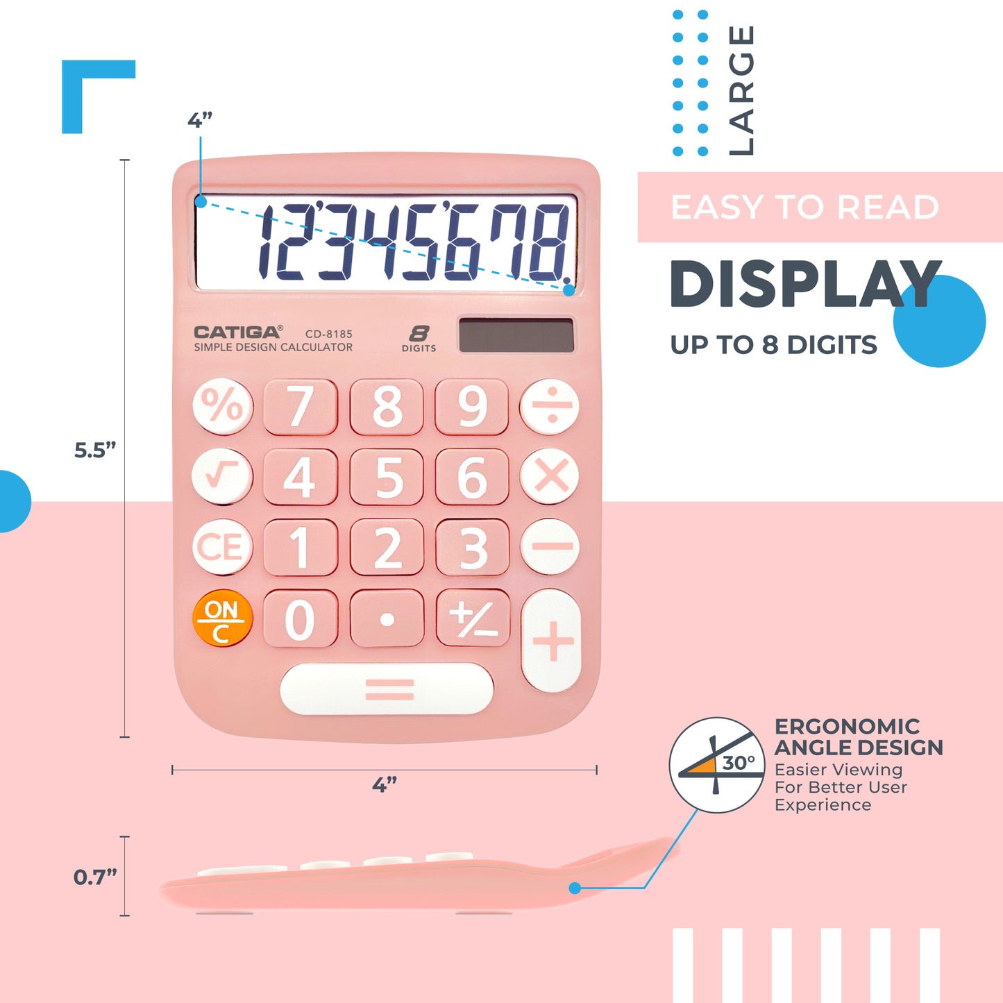 CD-8185 8-Digit Home and Office Calculator (Light Pink)
