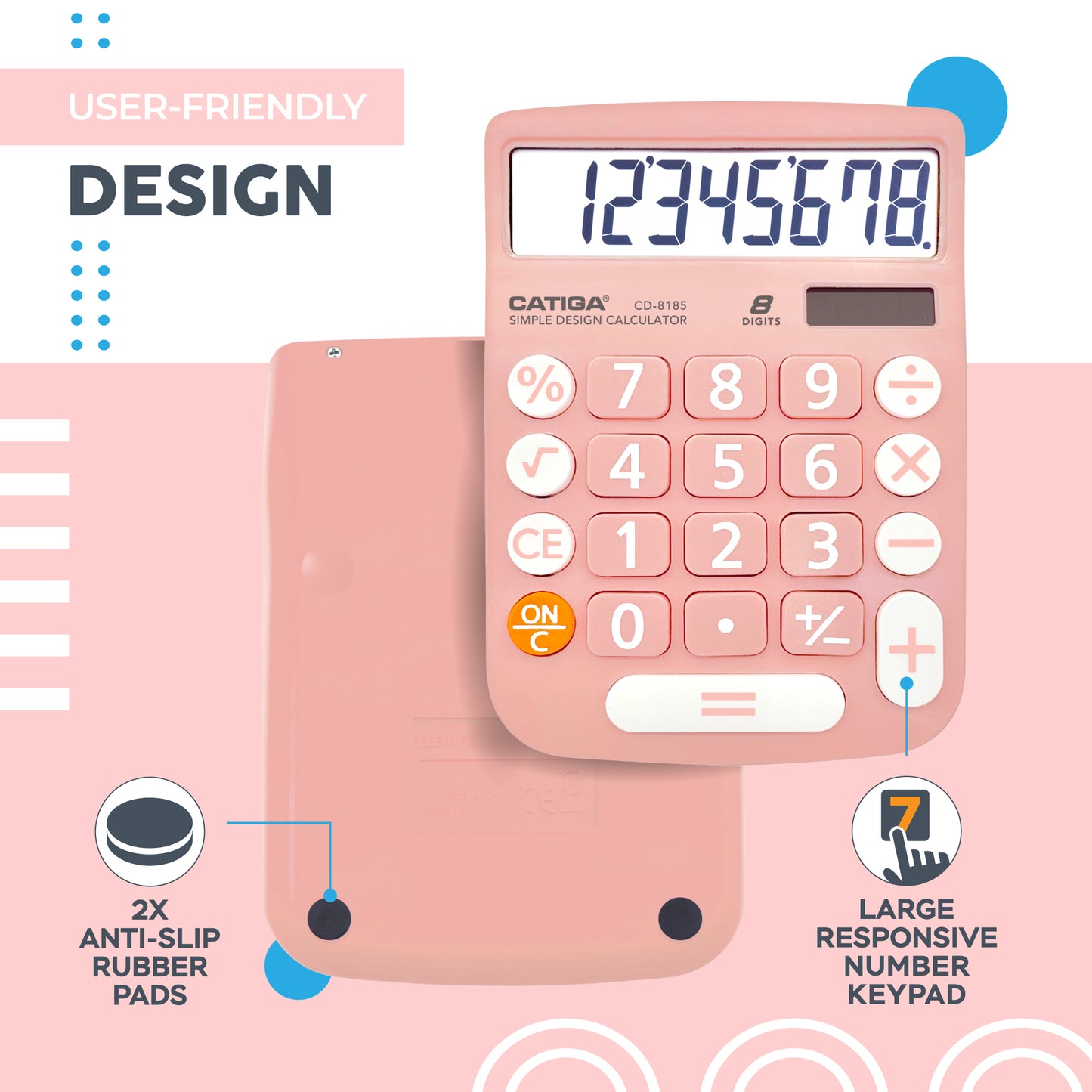 CD-8185 8-Digit Home and Office Calculator (Light Pink)