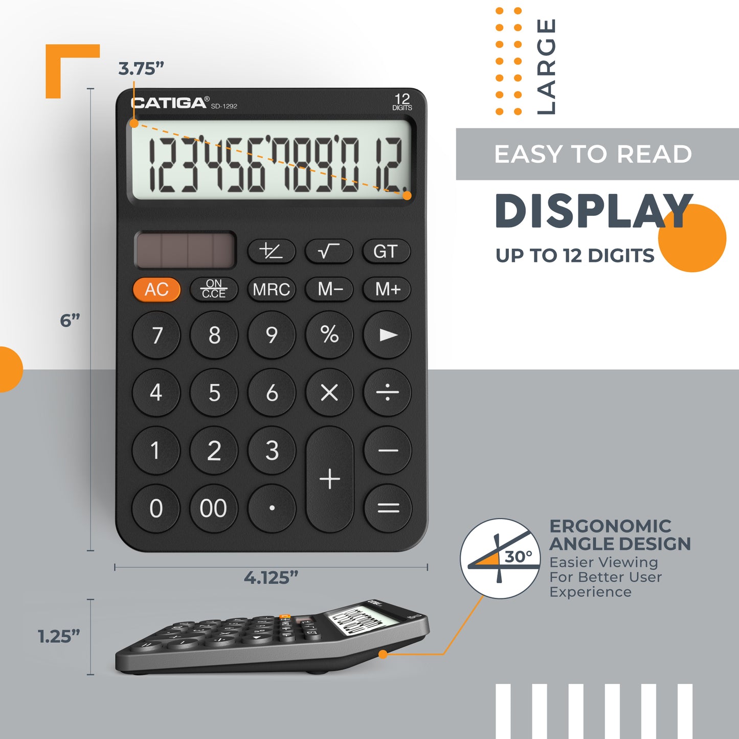 SD-1292 12-Digit Home and Office Calculator (Black) -5 Pack