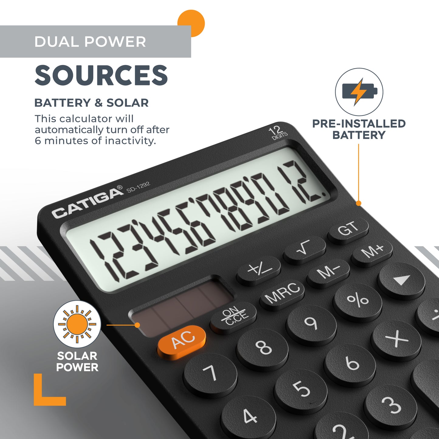 SD-1292 12-Digit Home and Office Calculator (Black) -5 Pack