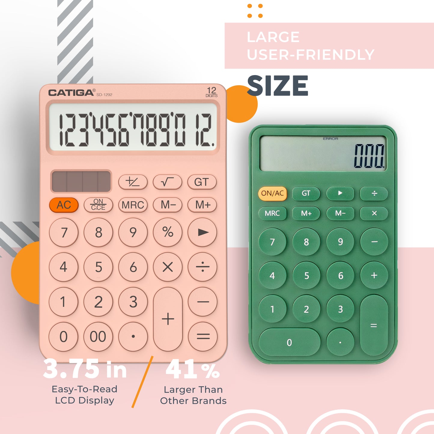 SD-1292 12-Digit Home and Office Calculator (Pink)