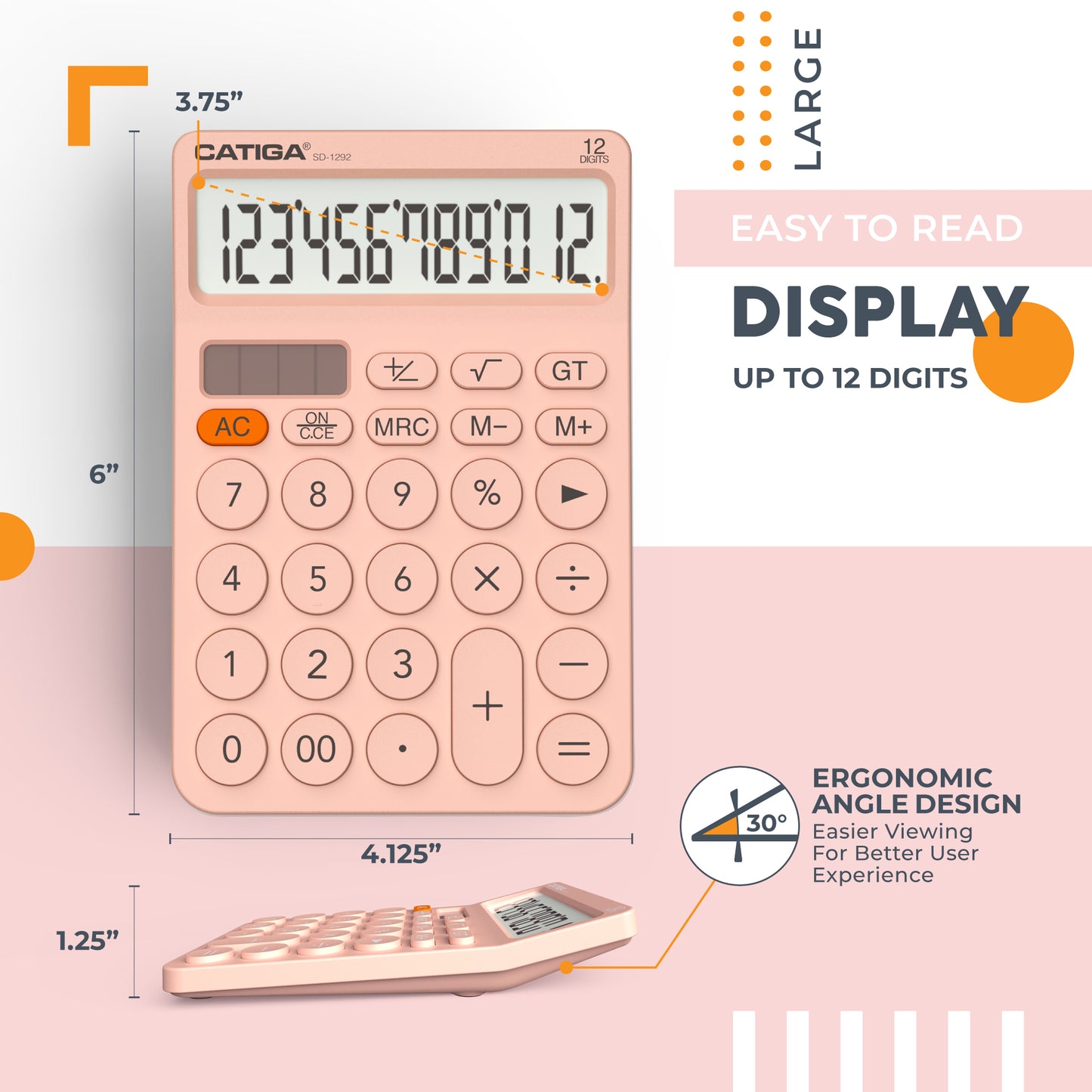 SD-1292 12-Digit Home and Office Calculator (Pink)