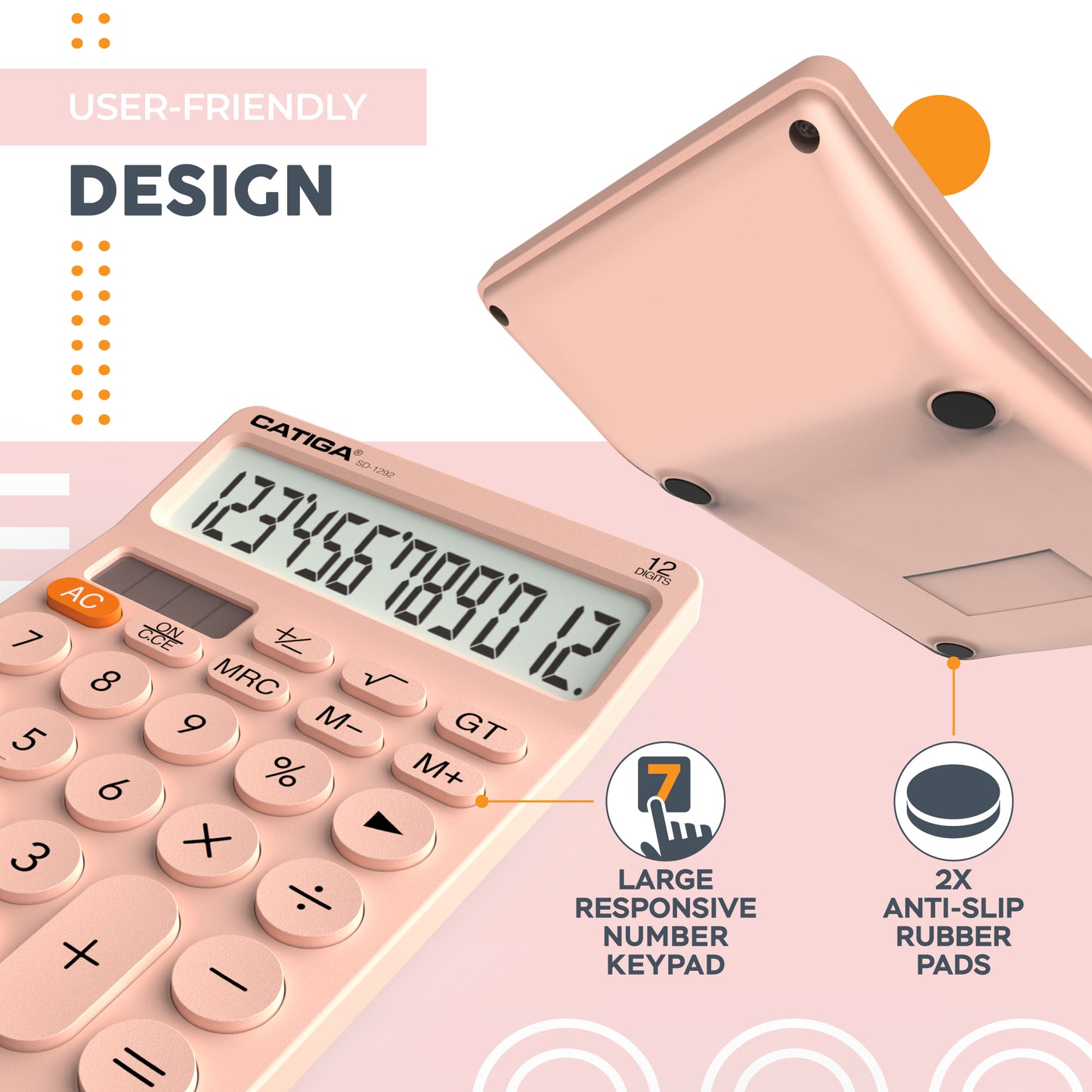 SD-1292 12-Digit Home and Office Calculator (Pink)
