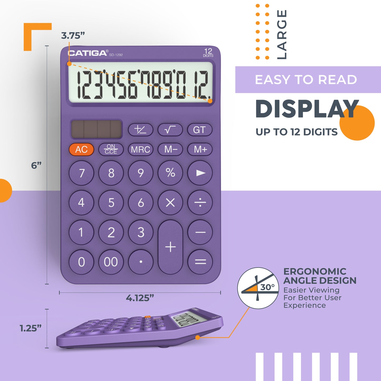 SD-1292 12-Digit Home and Office Calculator (Purple) -5 Pack