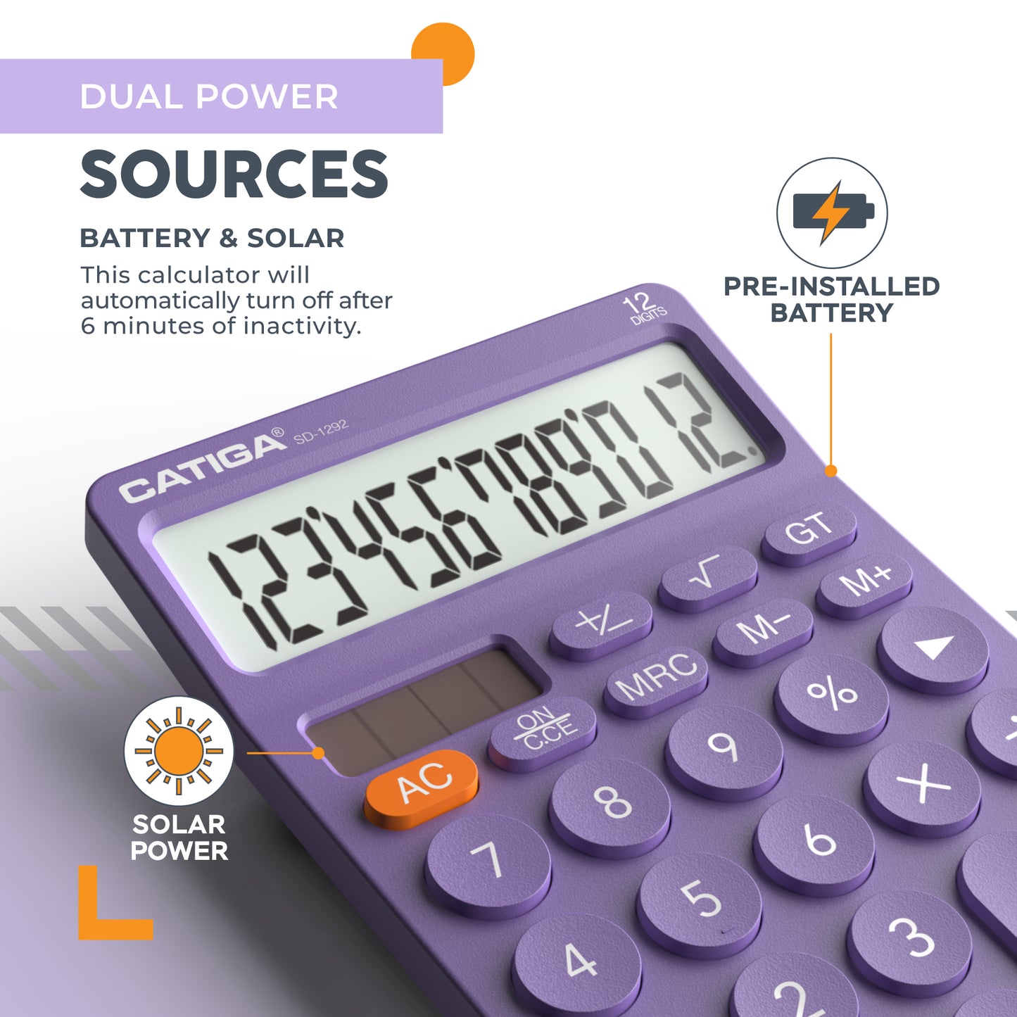 SD-1292 12-Digit Home and Office Calculator (Purple) -5 Pack