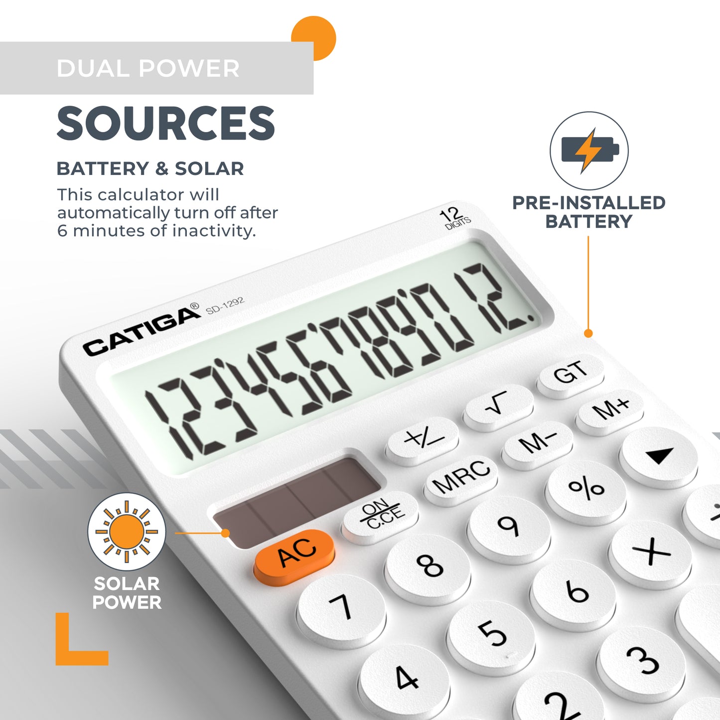 SD-1292 12-Digit Home and Office Calculator (White)
