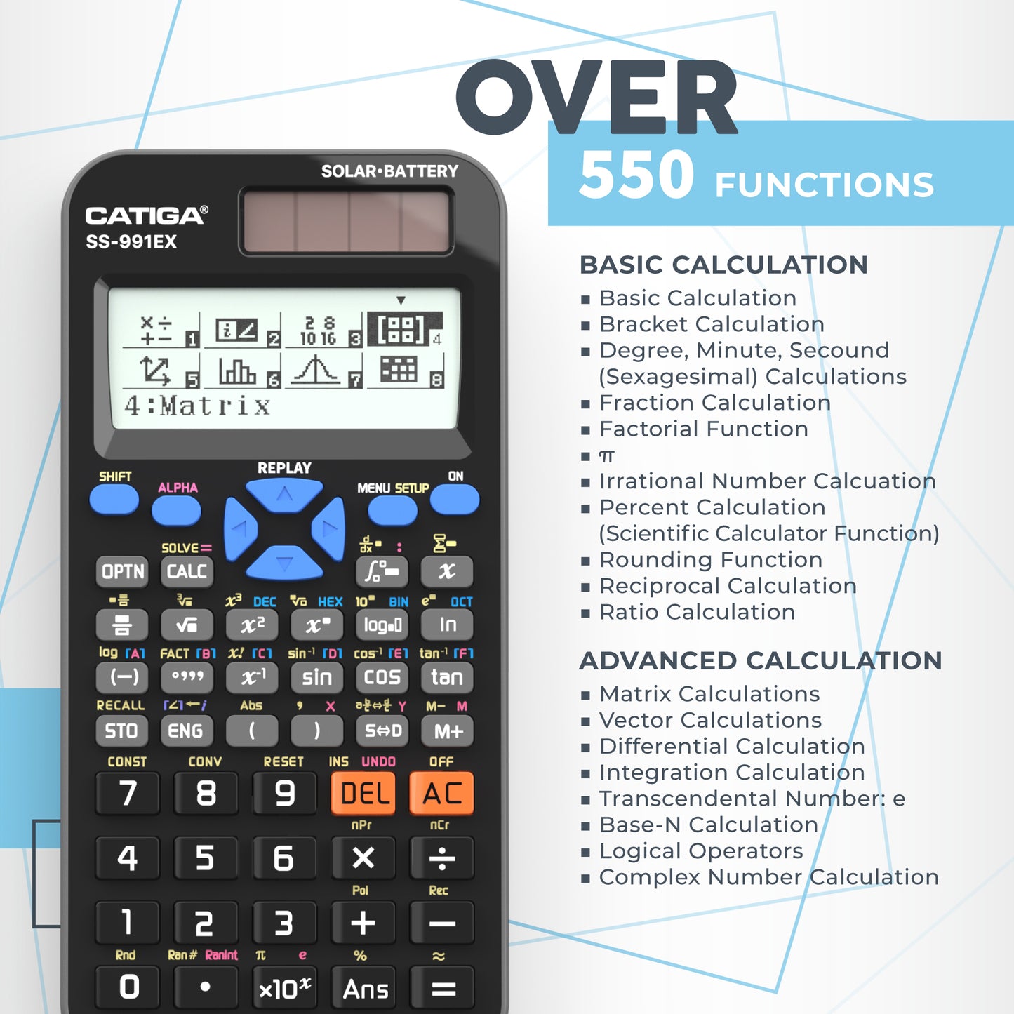CATIGA SS-991EX Scientific Calculator with Advanced 550 Functions -5 pack