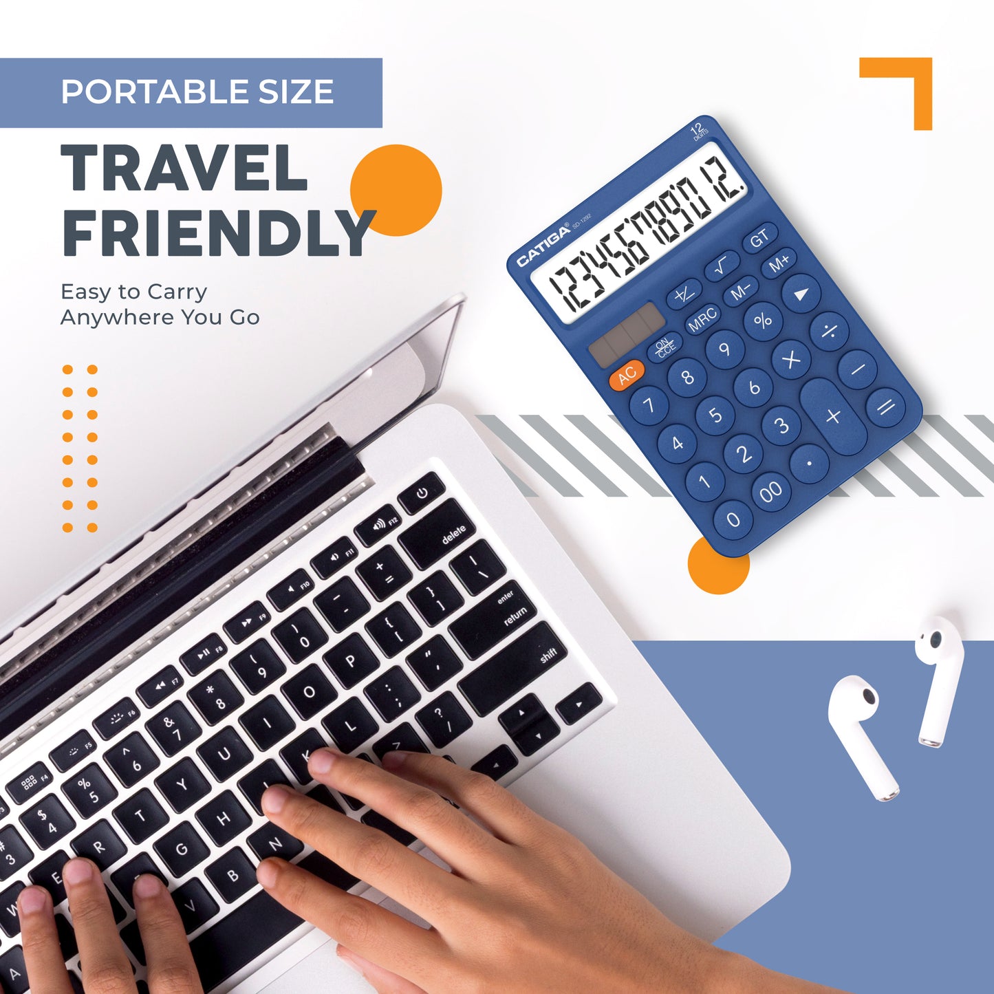 CATIGA 12 Digit Desktop Calculator with Large LCD Display, SD-1292, NavyBlue