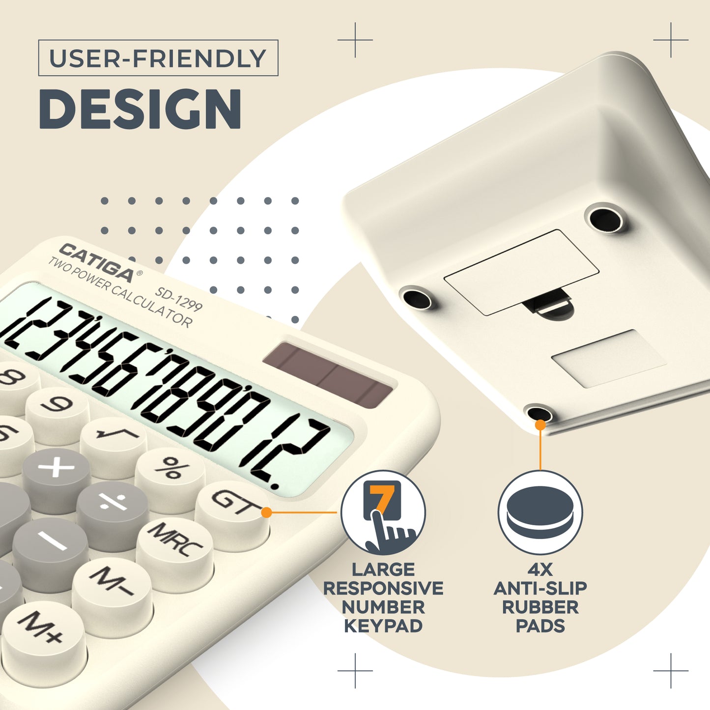 SD-1299 12-Digit Mechanical Switch Calculator (Beige)