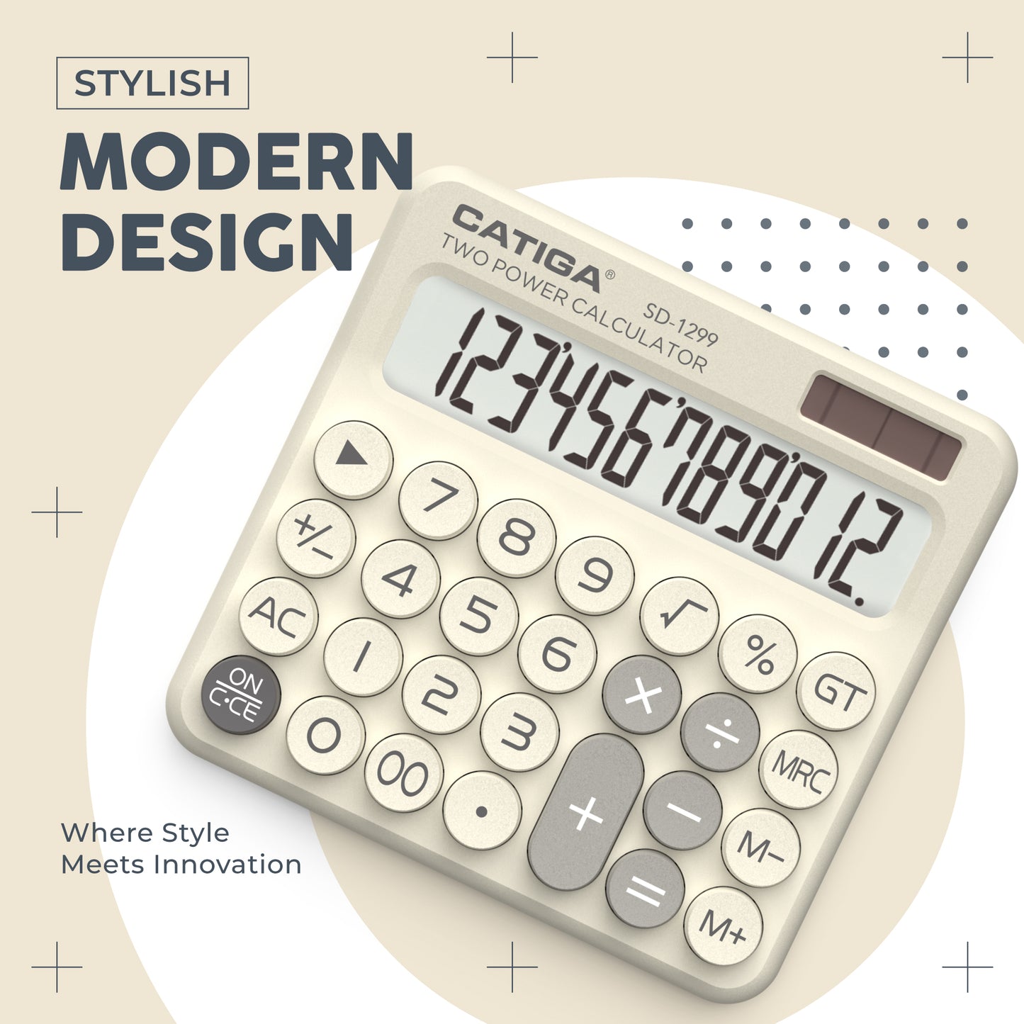 SD-1299 12-Digit Mechanical Switch Calculator (Beige)