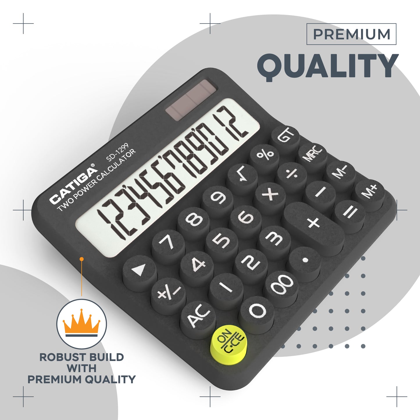 SD-1299 12-Digit Mechanical Switch Calculator (Charcoal Gray)