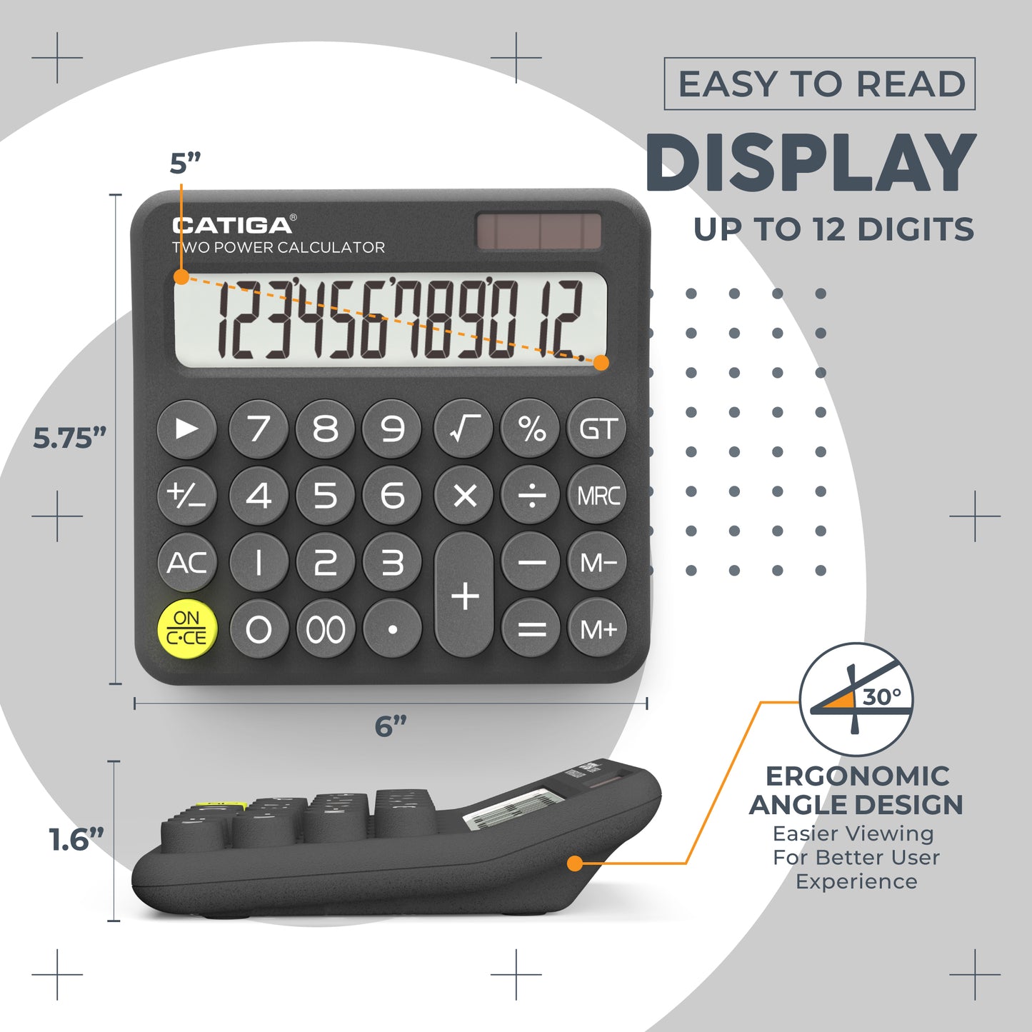 SD-1299 12-Digit Mechanical Switch Calculator (Charcoal Gray)