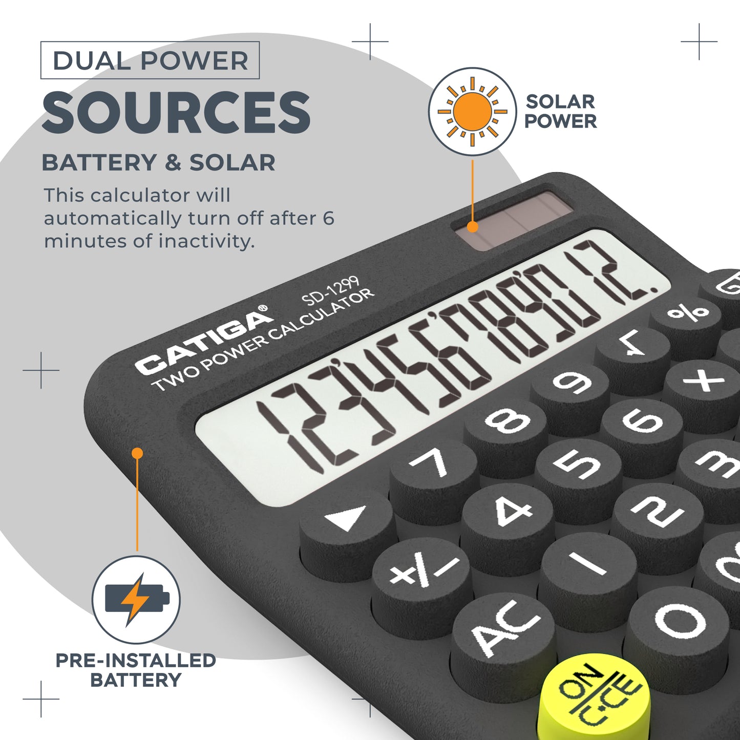 SD-1299 12-Digit Mechanical Switch Calculator (Charcoal Gray)