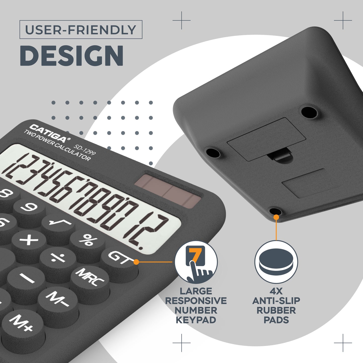 SD-1299 12-Digit Mechanical Switch Calculator (Charcoal Gray)