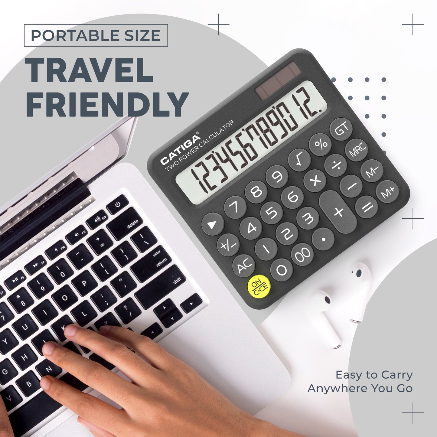SD-1299 12-Digit Mechanical Switch Calculator (Charcoal Gray)