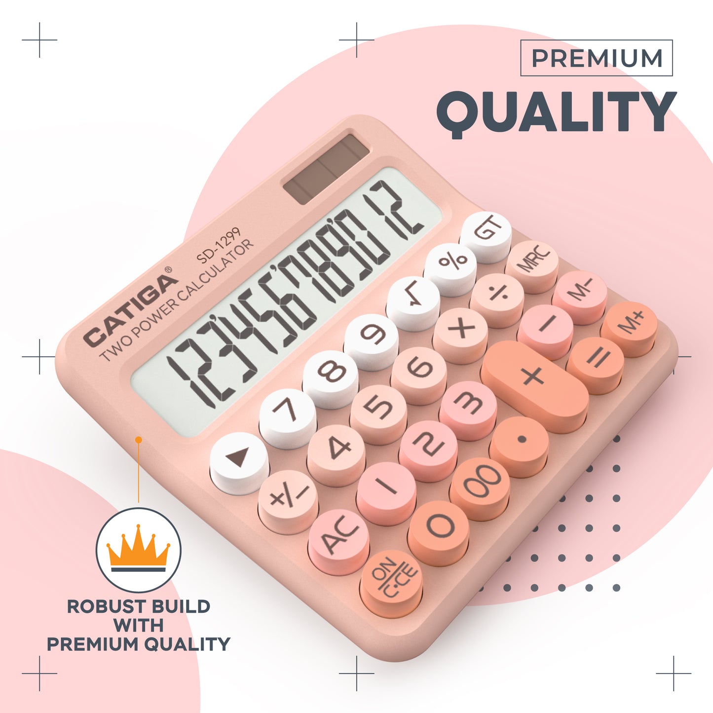 SD-1299 12-Digit Mechanical Switch Calculator (Peach)