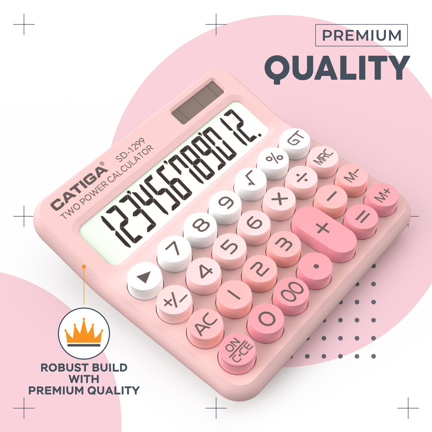 SD-1299 12-Digit Mechanical Switch Calculator (Blush Pink) -5 pack