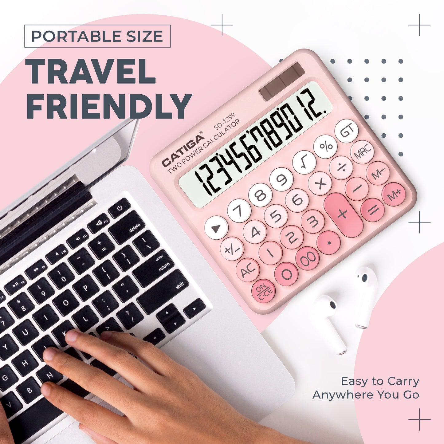 SD-1299 12-Digit Mechanical Switch Calculator (Blush Pink) -5 pack