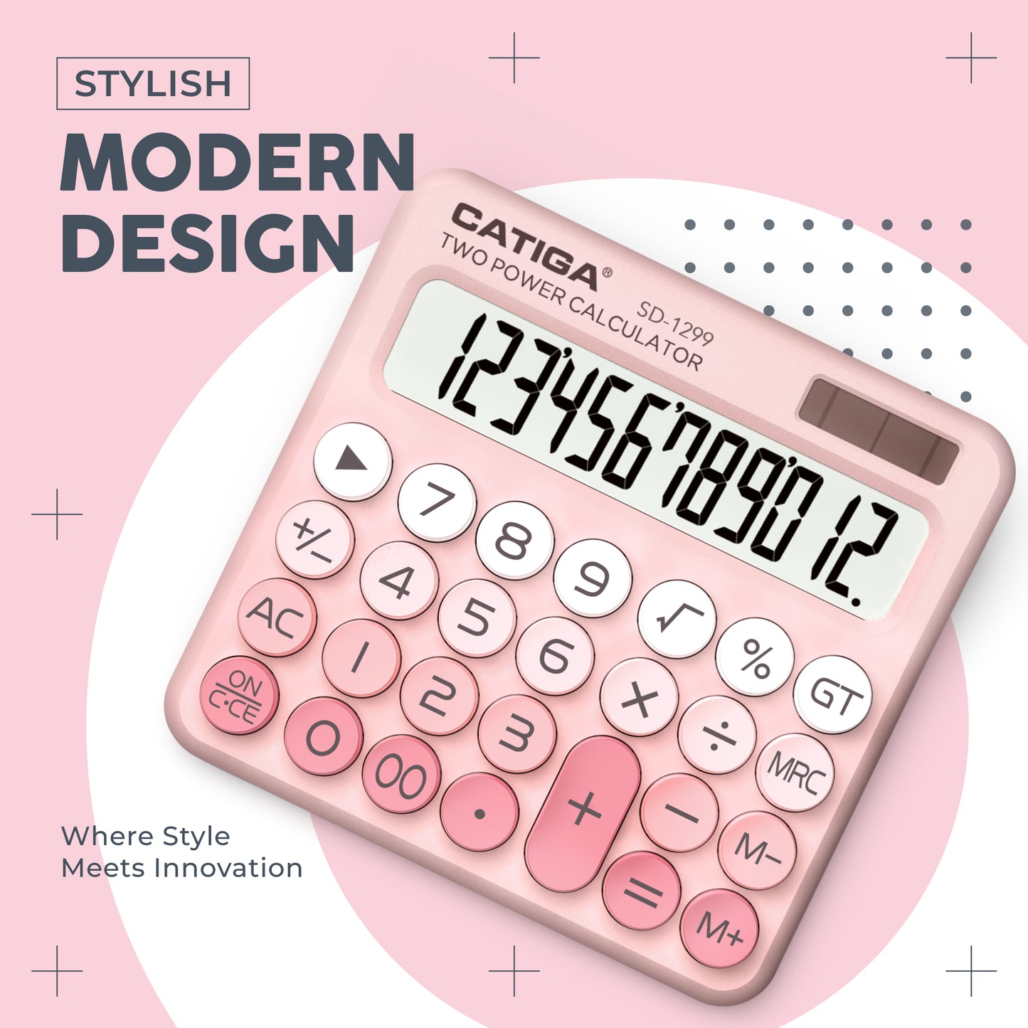SD-1299 12-Digit Mechanical Switch Calculator (Blush Pink) -5 pack
