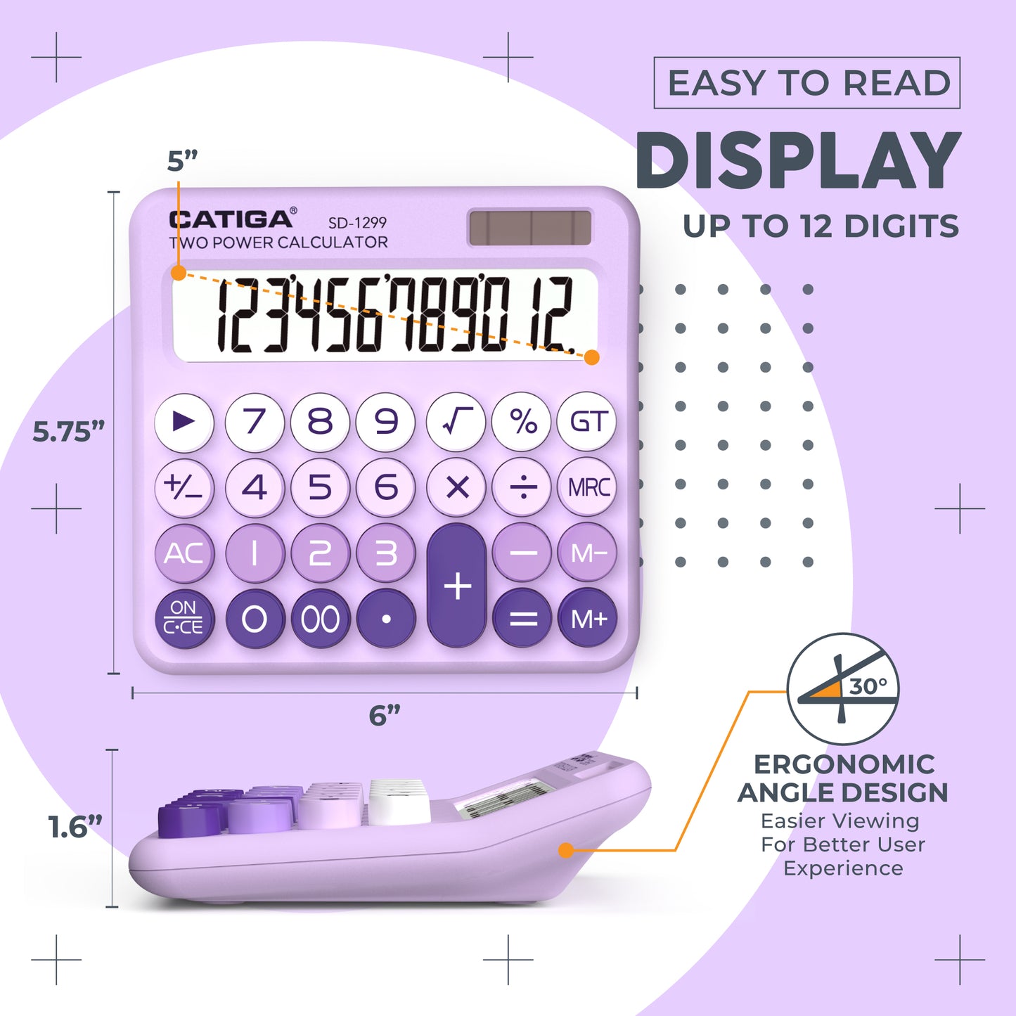 SD-1299 12-Digit Mechanical Switch Calculator (Lavender)