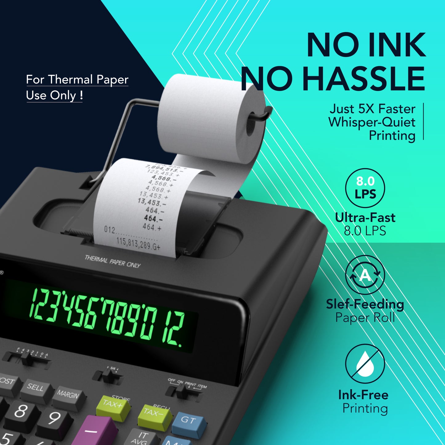 SP-2401 Ink-Free 12 Digit Thermal Printing Calculator