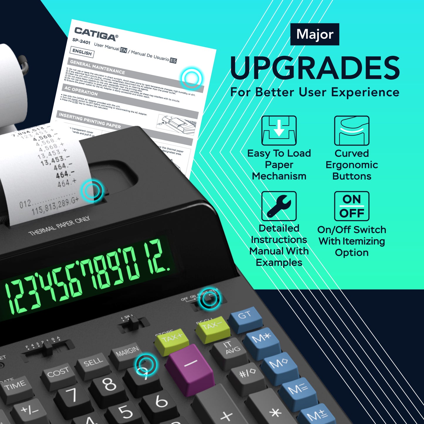 SP-2401 Ink-Free 12 Digit Thermal Printing Calculator