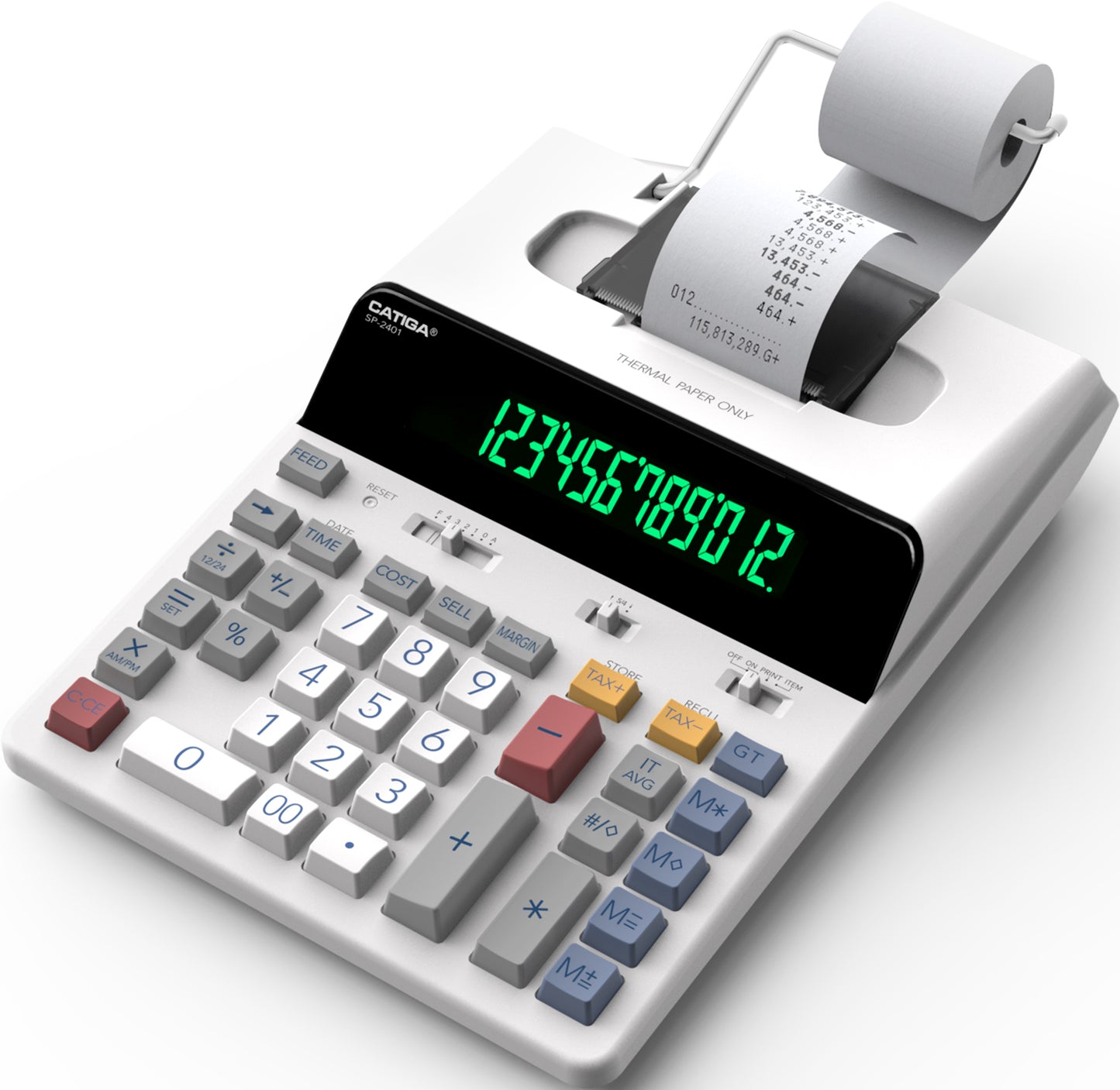 SP-2401 Ink-Free 12 Digit Thermal Printing Calculator (White)