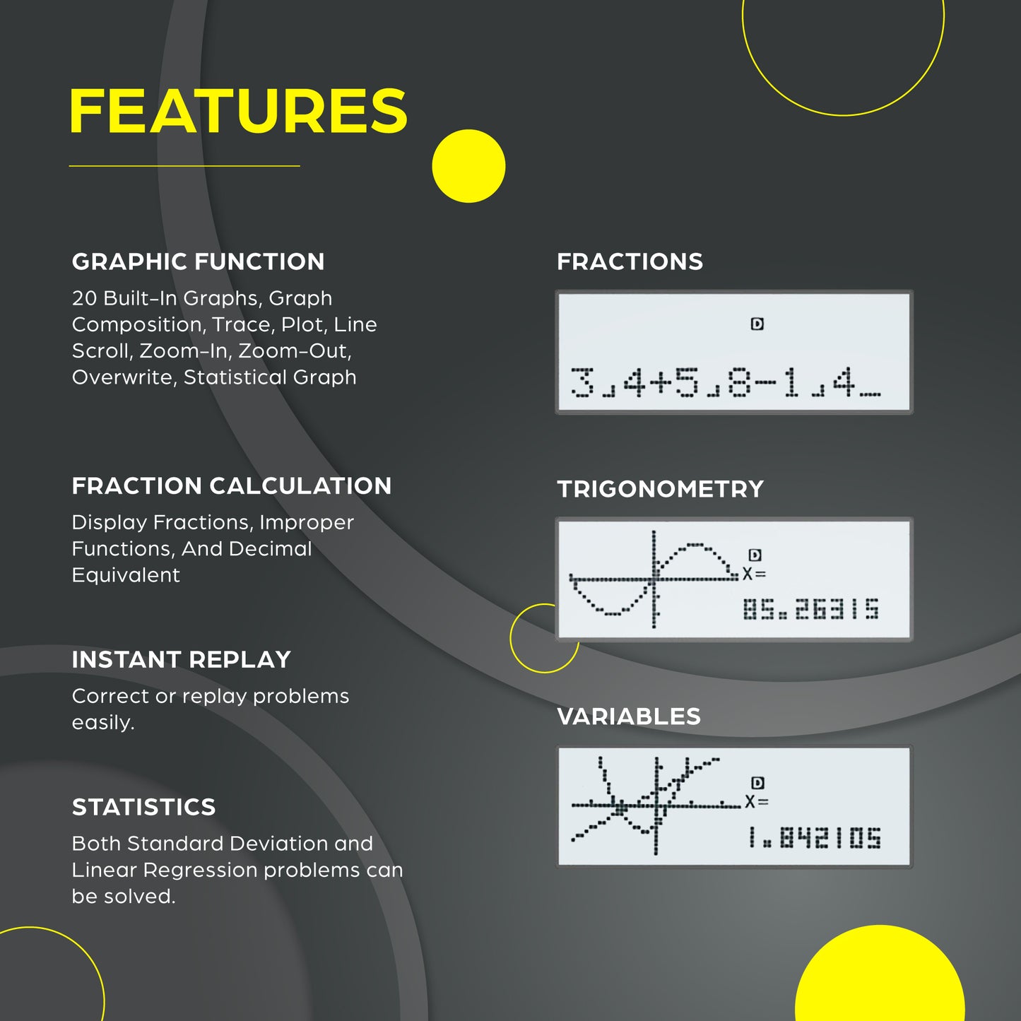 TOVO Scientific Graphing Calculator 360 Functions, TS259 (Black)