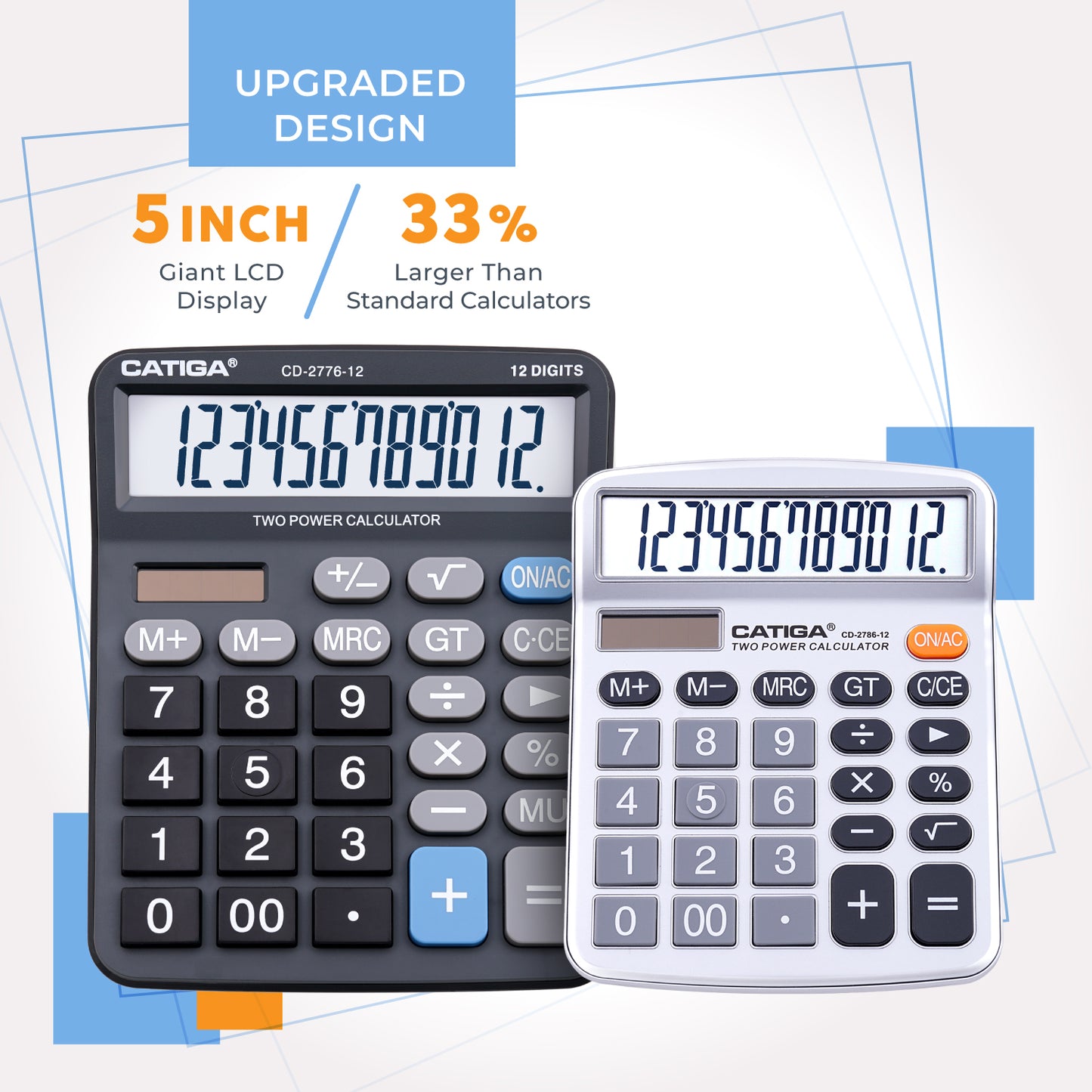 CD-2776 Premium Commercial XL 12-Digit Calculator (Black) -5 Pack