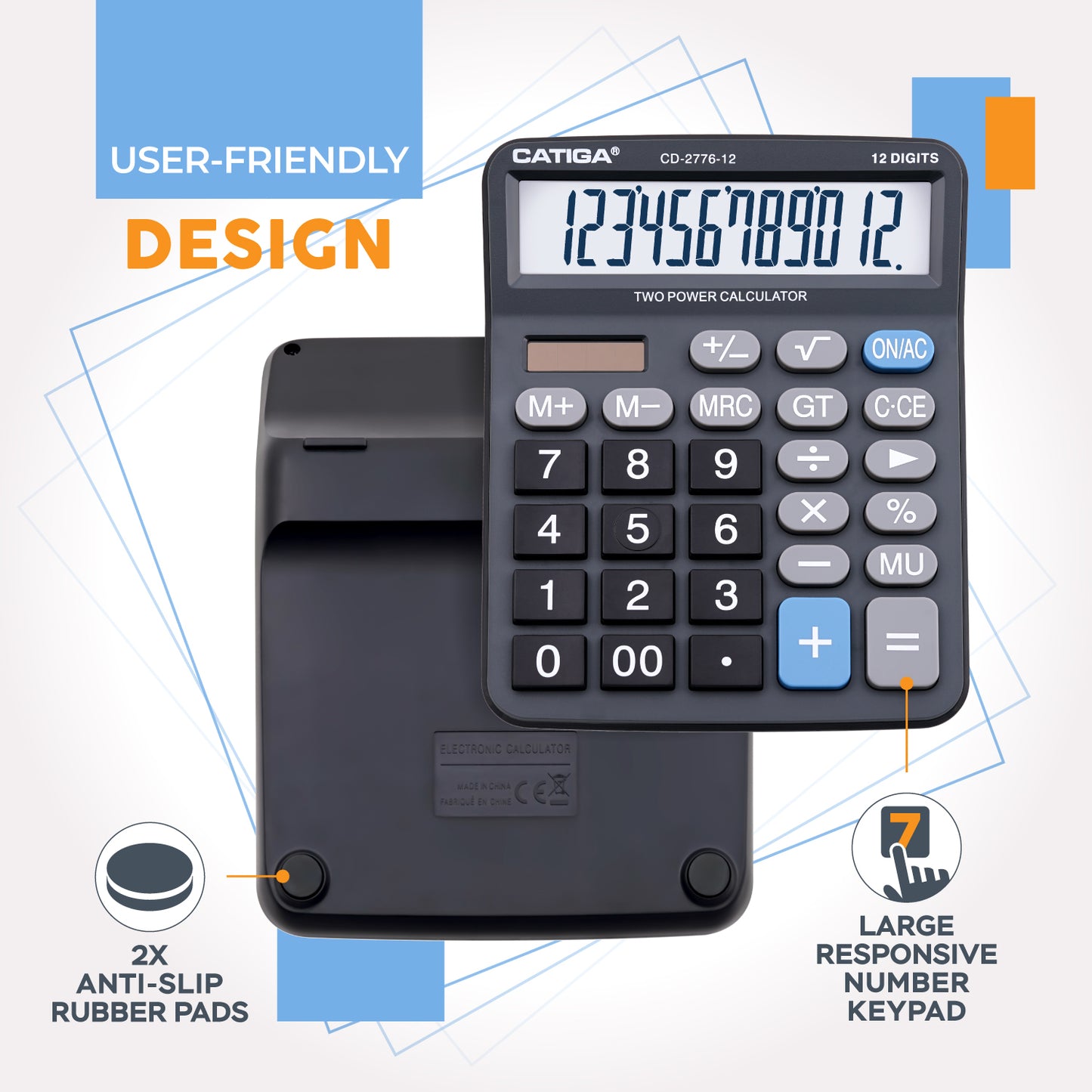 CD-2776 Premium Commercial XL 12-Digit Calculator (Black) -5 Pack