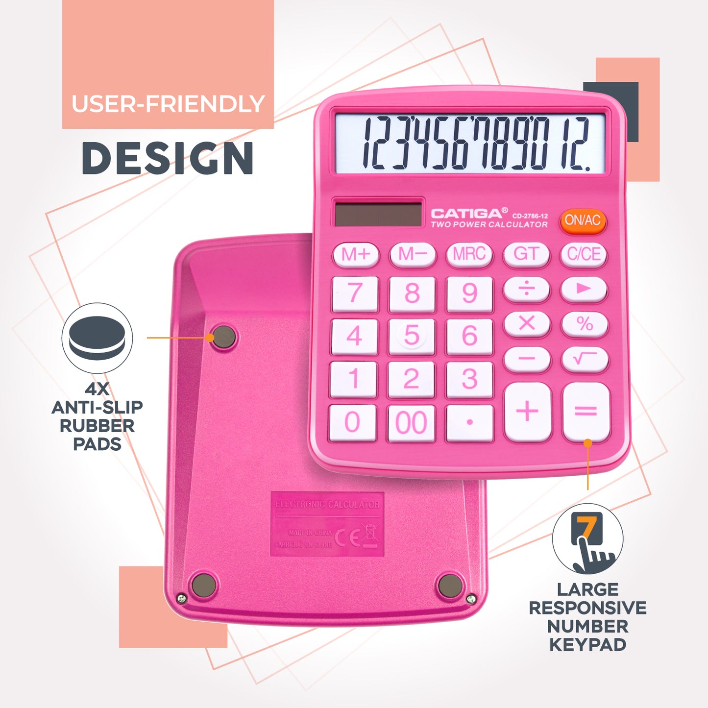 CD-2786 12-Digit Home and Office Calculator (Pink)