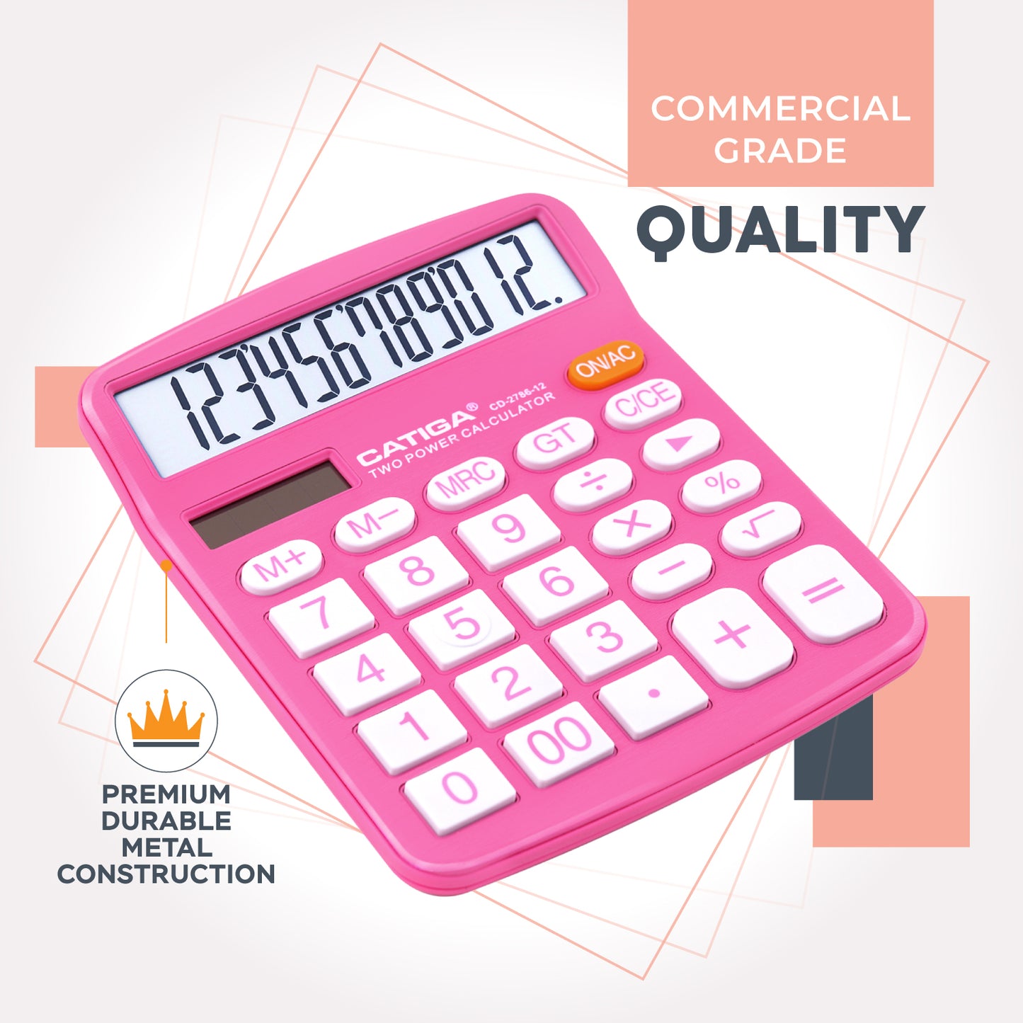 CD-2786 12-Digit Home and Office Calculator (Pink)