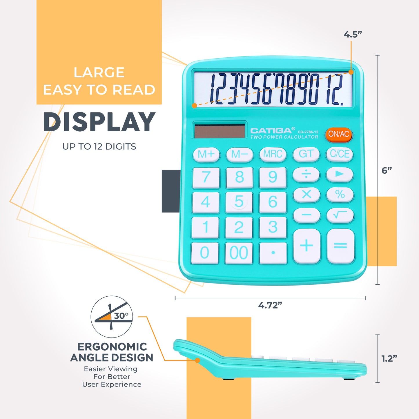 CD-2786 12-Digit Home and Office Calculator (Light Blue)-5 Pack