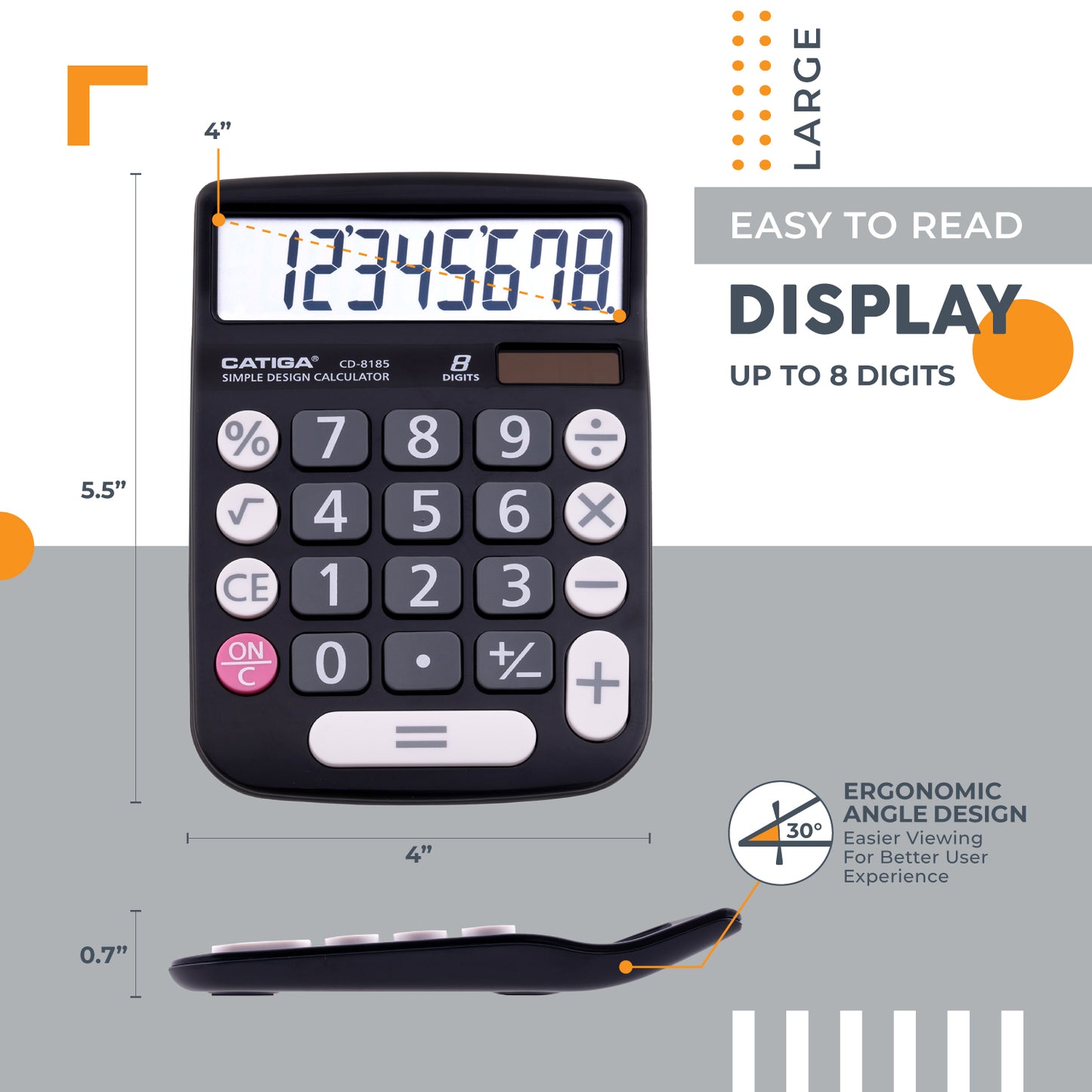 CD-8185 8-Digit Home and Office Calculator (Black)-5 Pack