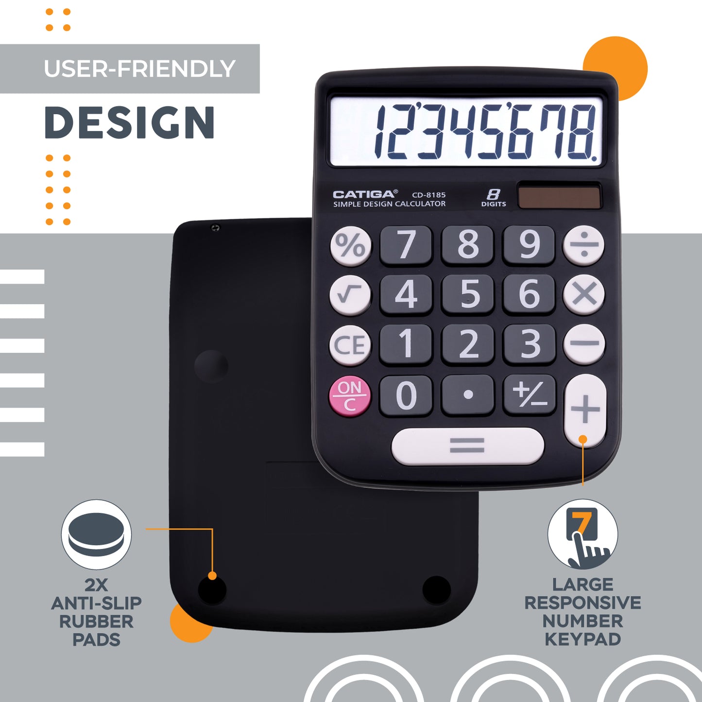 CD-8185 8-Digit Home and Office Calculator (Black)-5 Pack