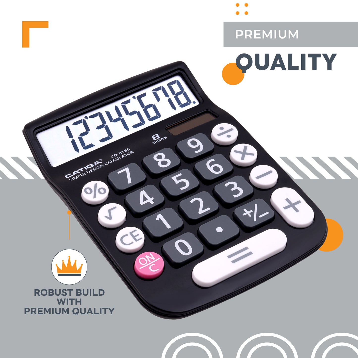 CD-8185 8-Digit Home and Office Calculator (Black)-5 Pack
