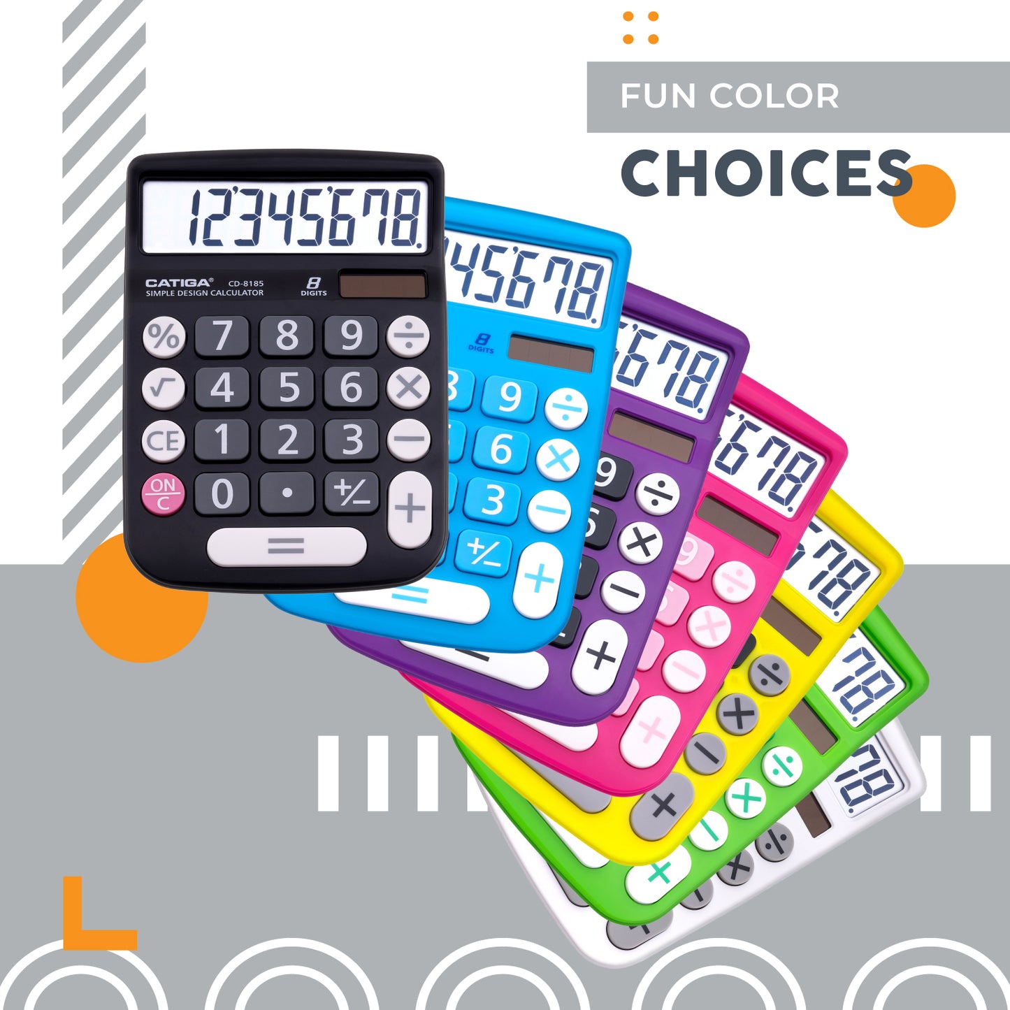 CD-8185 8-Digit Home and Office Calculator (Black)-5 Pack