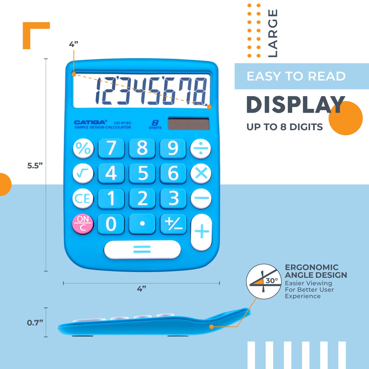 CD-8185 8-Digit Home and Office Calculator (Blue) -5 Pack