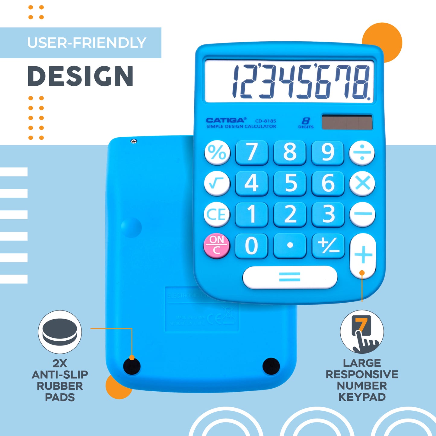 CD-8185 8-Digit Home and Office Calculator (Blue) -5 Pack