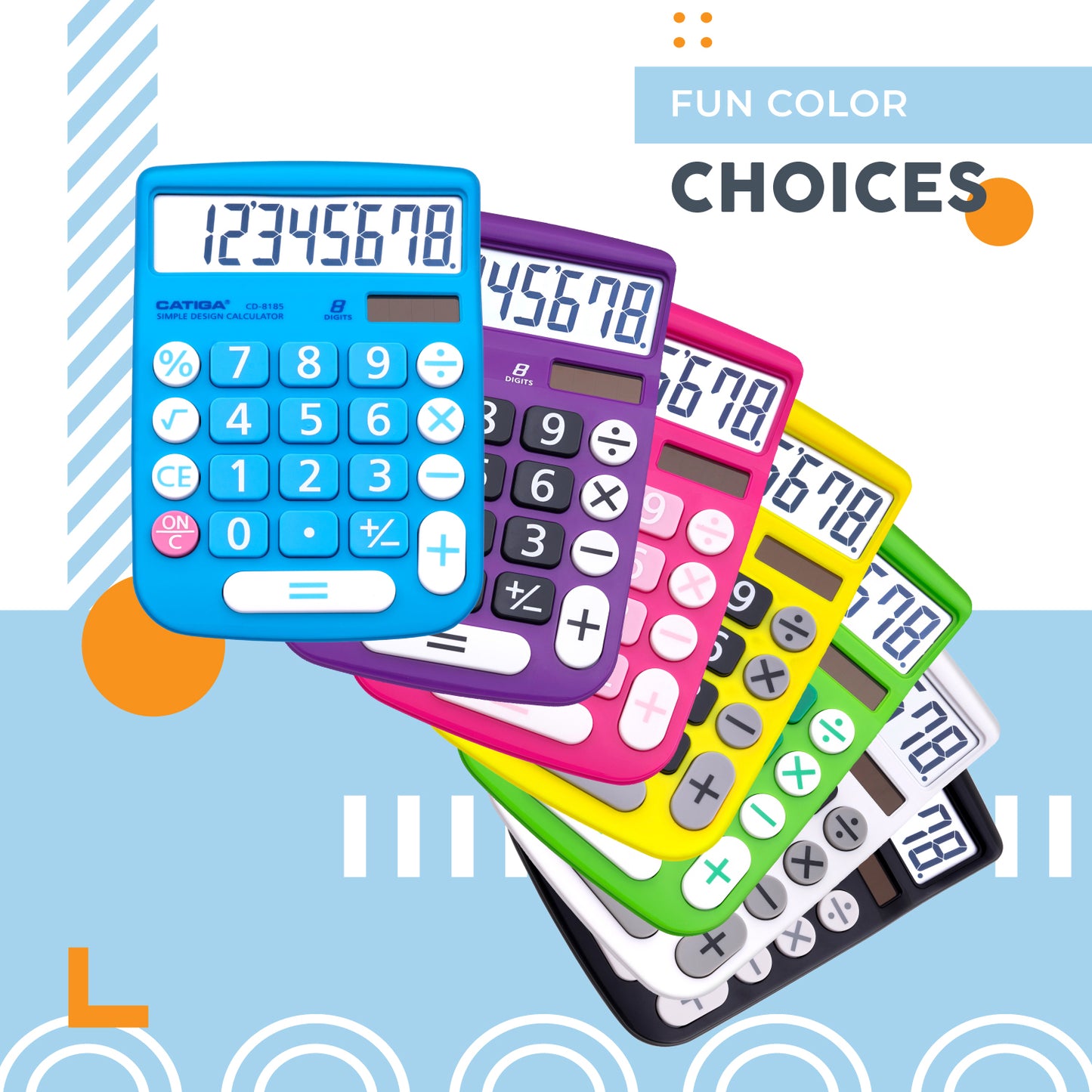 CD-8185 8-Digit Home and Office Calculator (Blue) -5 Pack