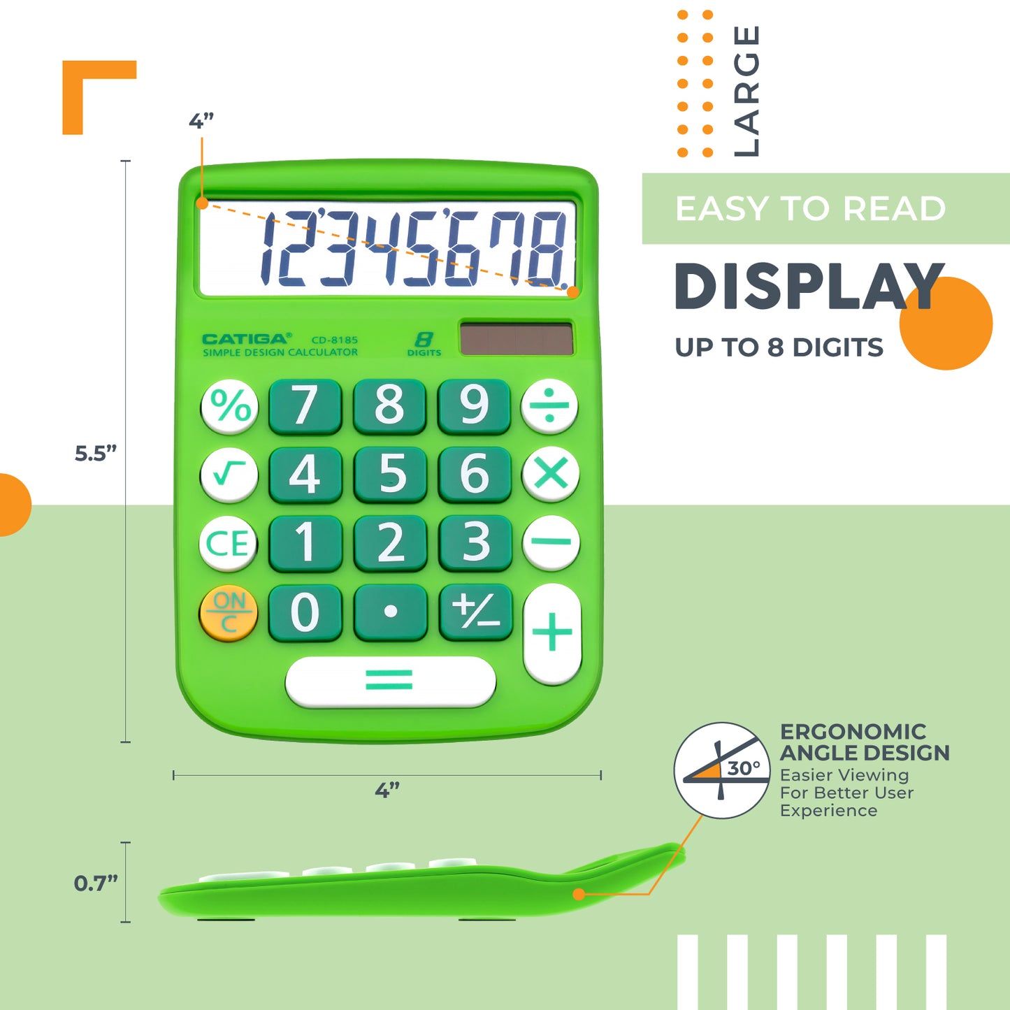 CD-8185 8-Digit Home and Office Calculator (Green)-5 Pack