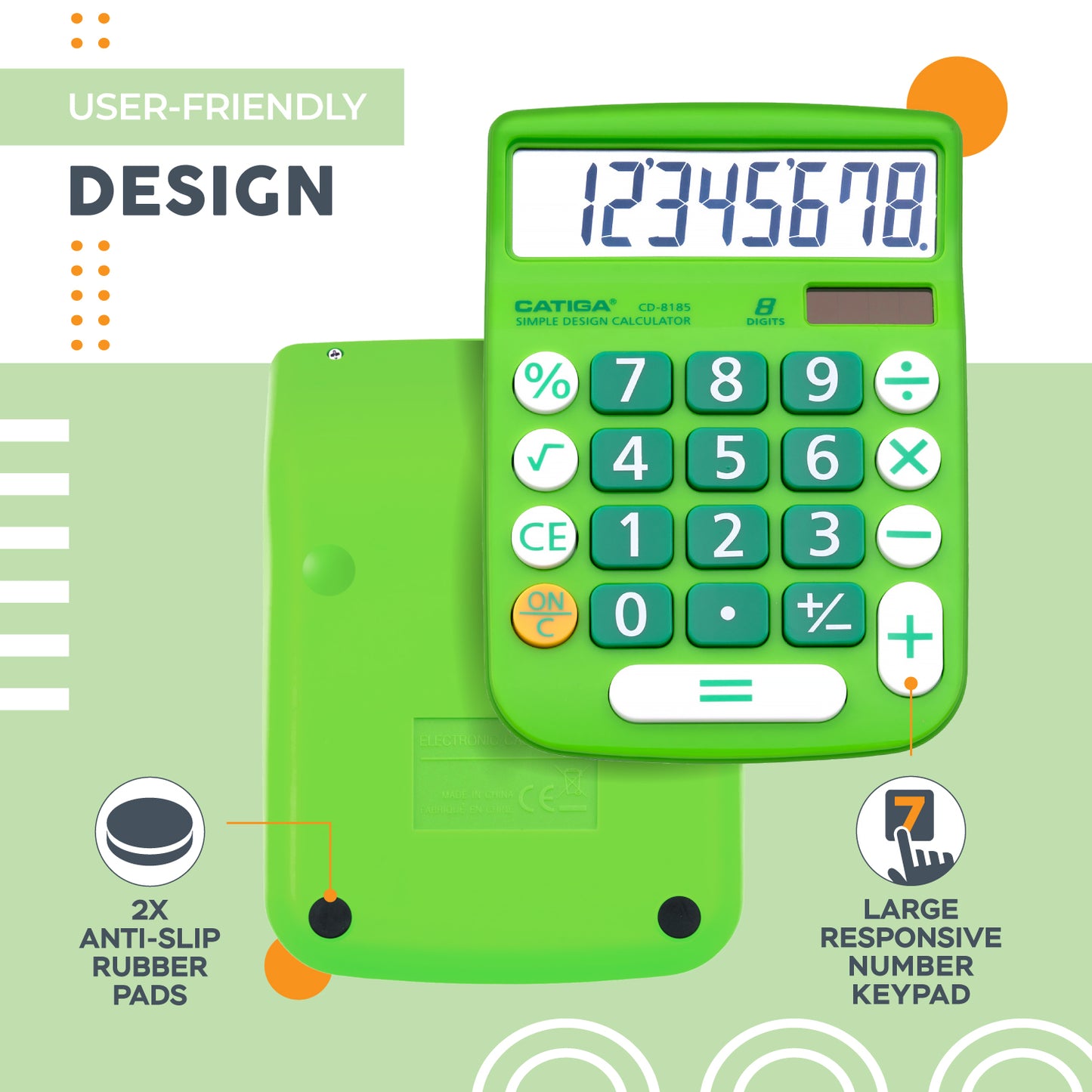 CD-8185 8-Digit Home and Office Calculator (Green)-5 Pack